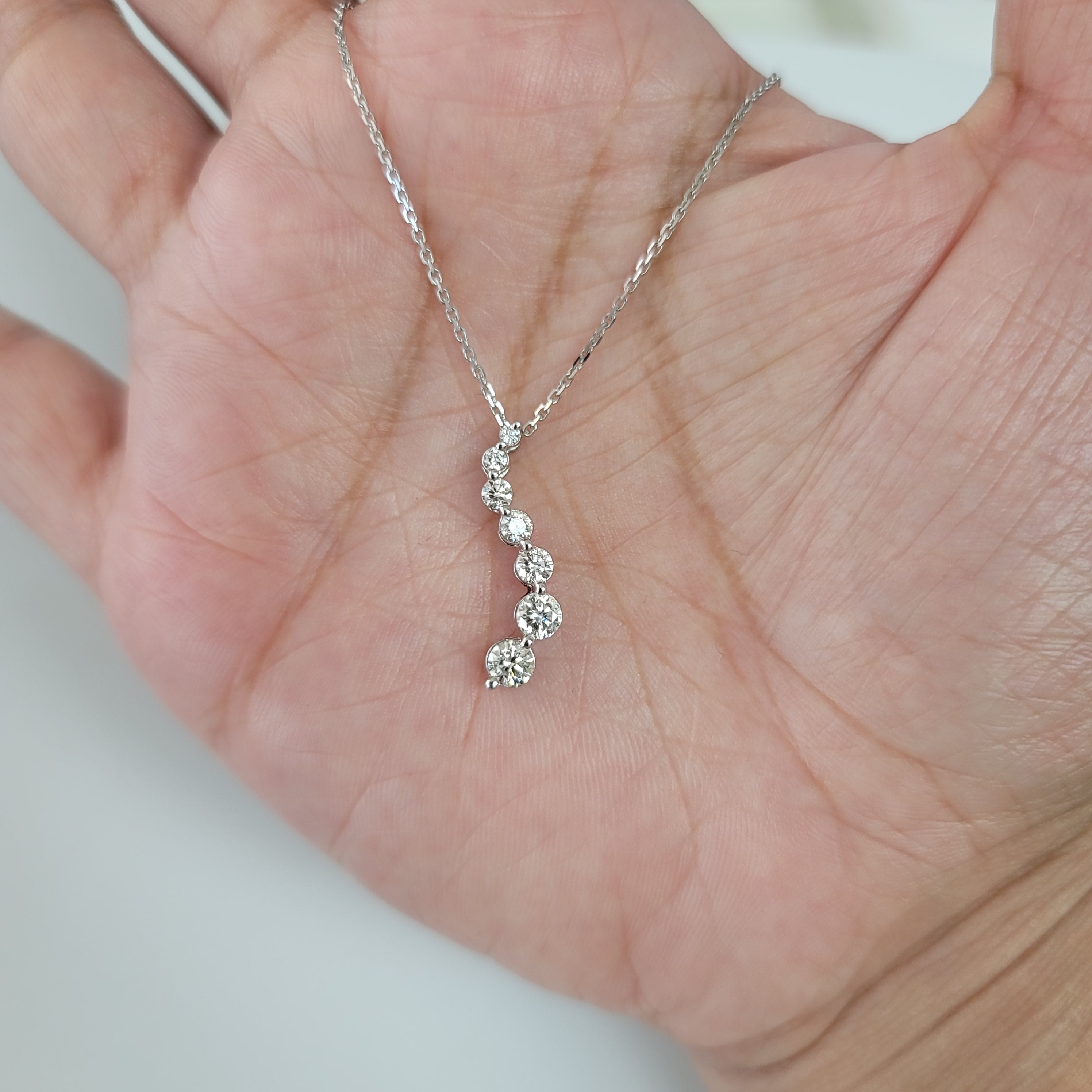 Diamond Journey Pendant 1.00cttw 14k White Gold