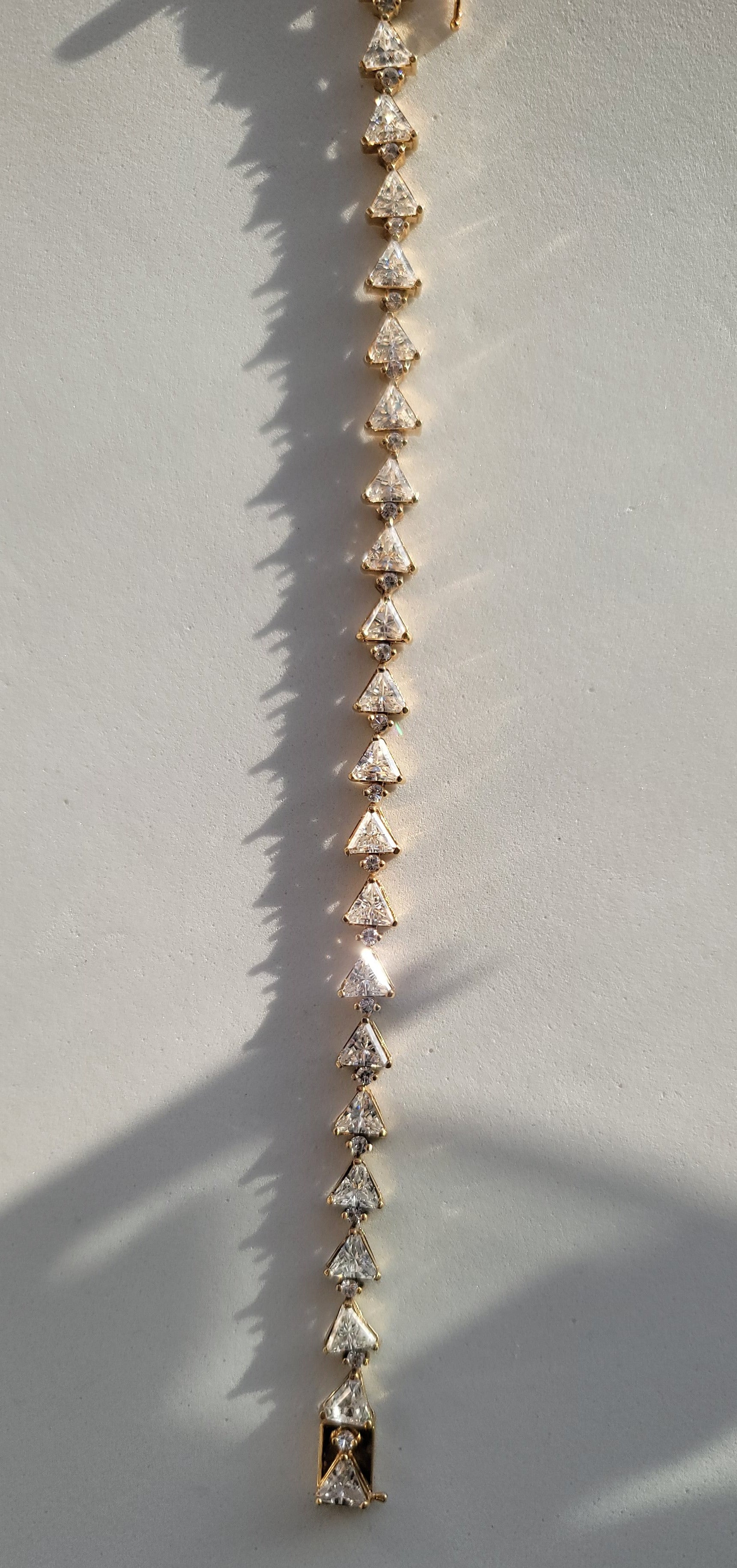 Trilliant Cut Cubic Zirconia Tennis Bracelet 22.00cttw 14k Yellow Gold