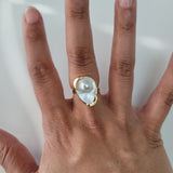 Unique Mother of Pearl Ring 14k Yellow Gold