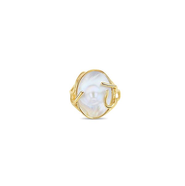 Mother of Pearl Ring 14k Yellow Gold
