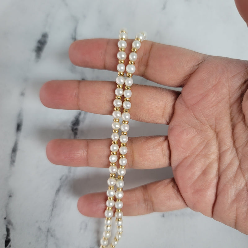 Double Row Cultured Pearl Bracelet 14k Yellow Gold