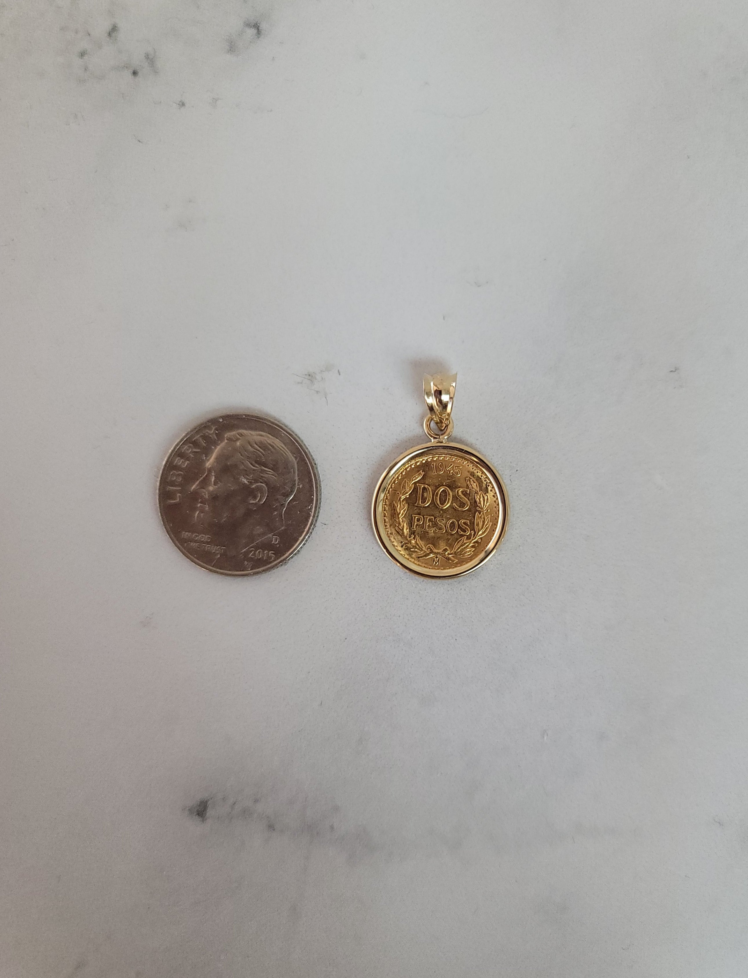 Mexican gold coin on sale necklace