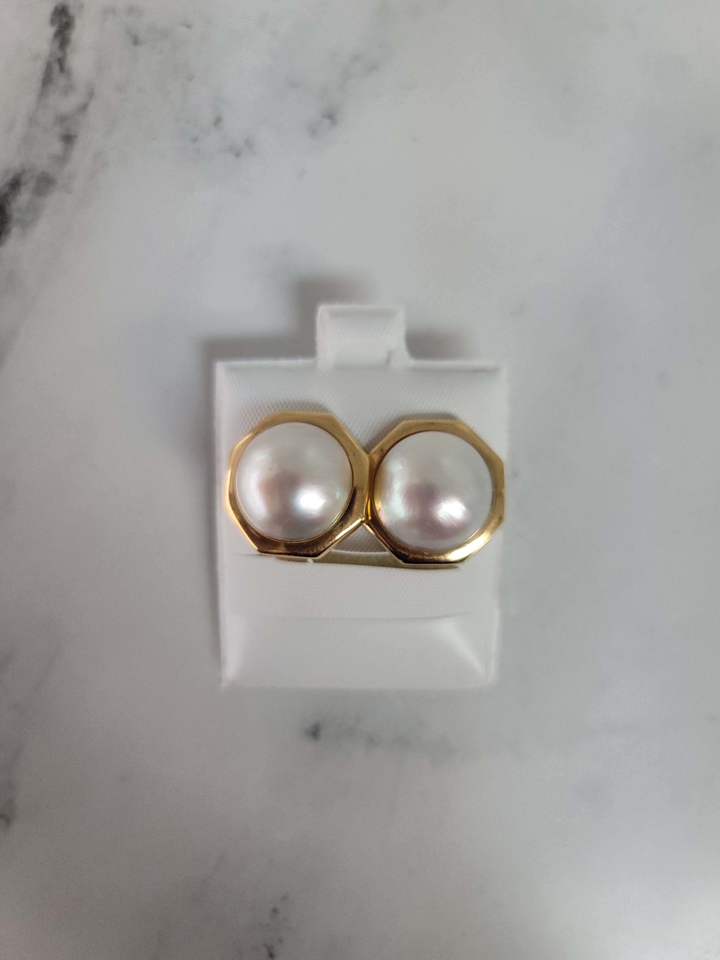 Octagon mabe pearl earrings