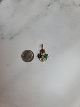 Basket full of Emerald, Sapphire & Ruby Flowers 14k Yellow Gold