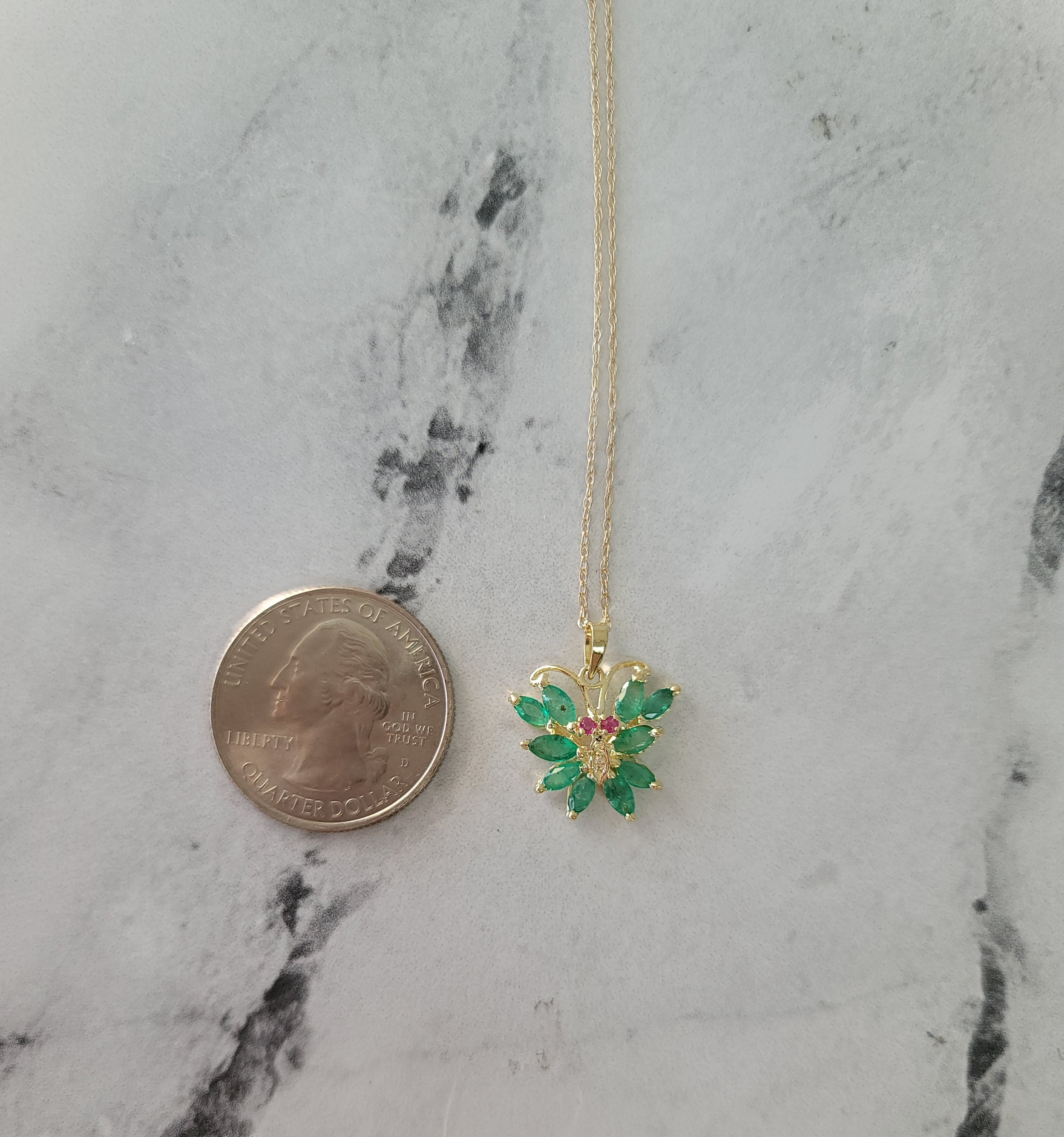 Butterfly Shaped Emerald & Ruby Necklace