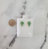 Question Mark Shaped Emerald Studs 14k Yellow Gold