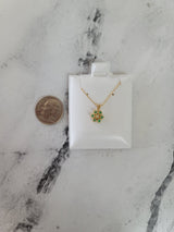 Small Flower Shaped Emerald & Diamond Necklace