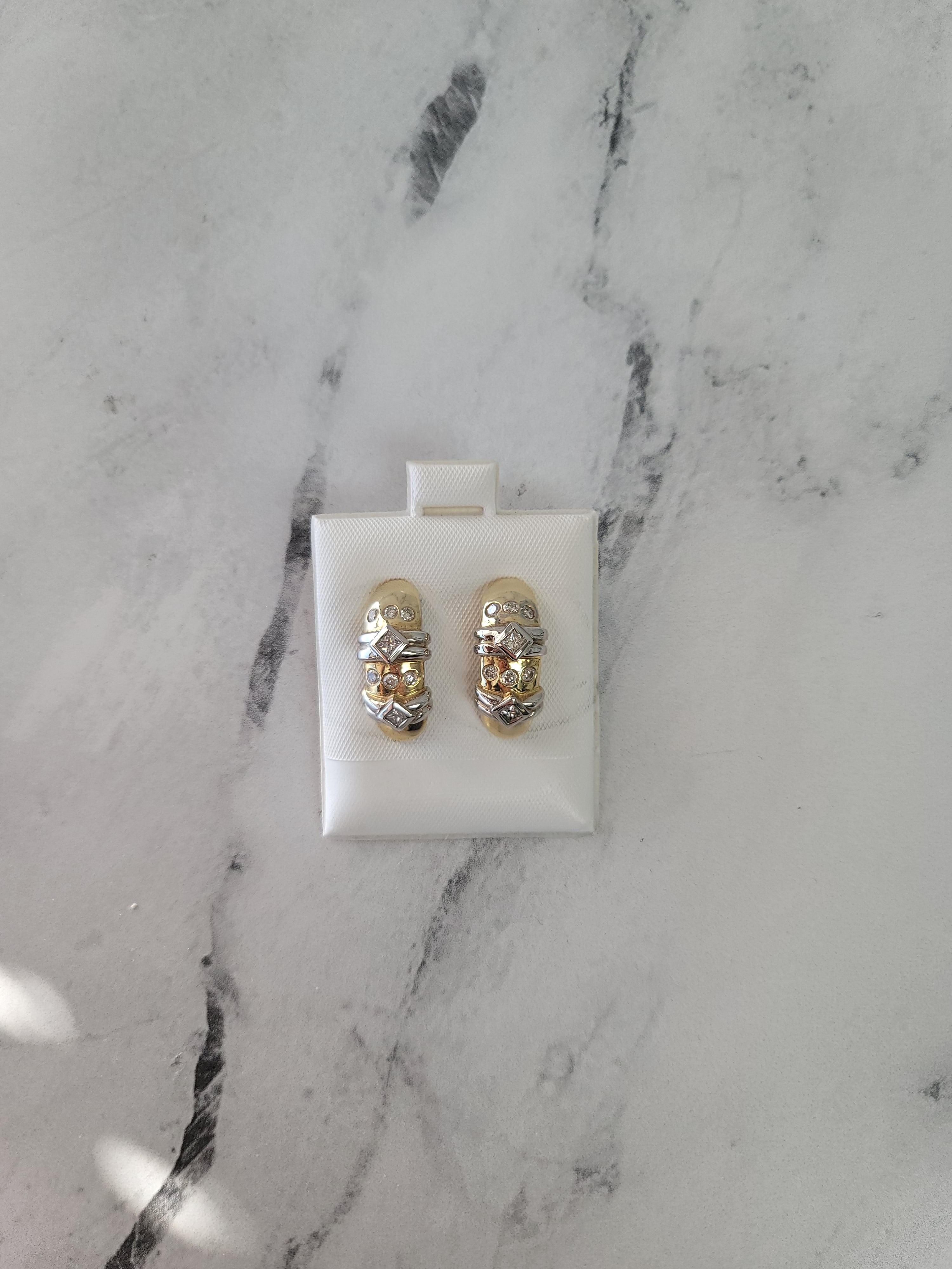 Two-Toned Diamond Princess Earrings