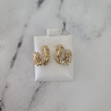 Two Carat Diamond Swoosh Style Earrings 14k Yellow Gold