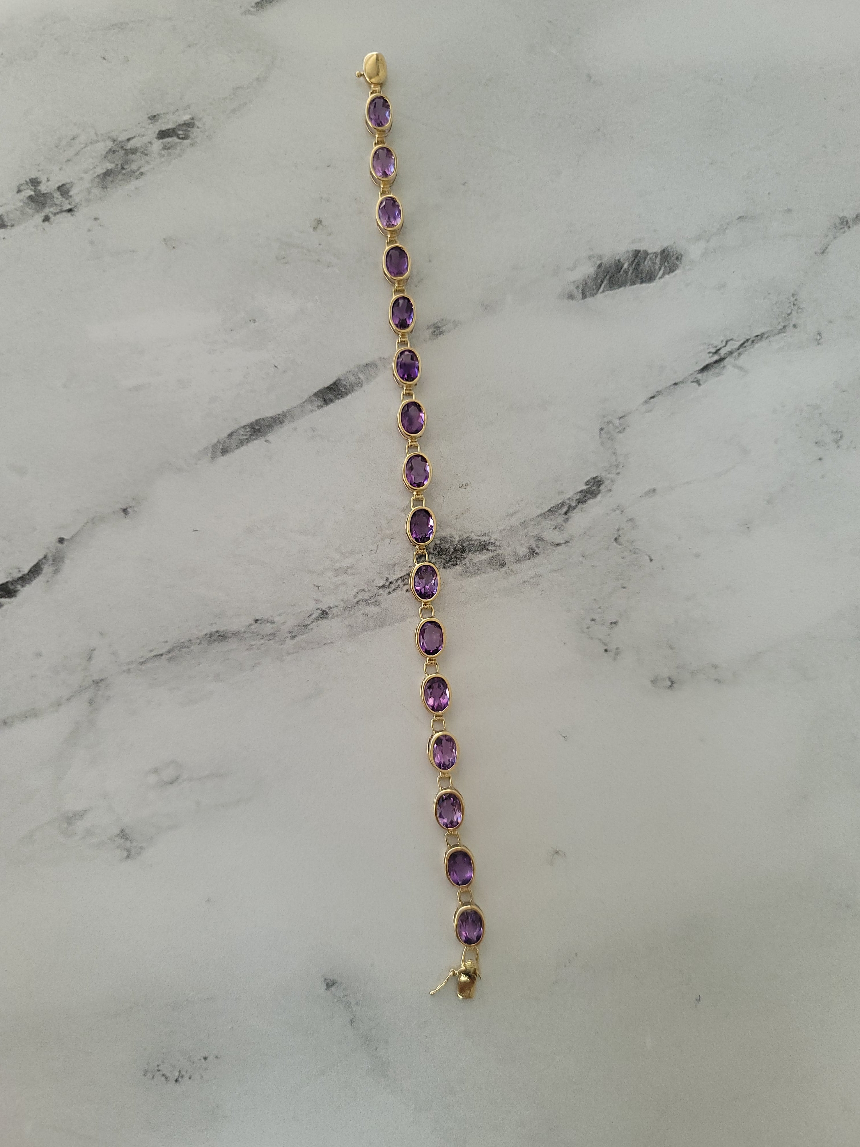 Oval Amethyst Tennis Bracelet 14k Yellow Gold