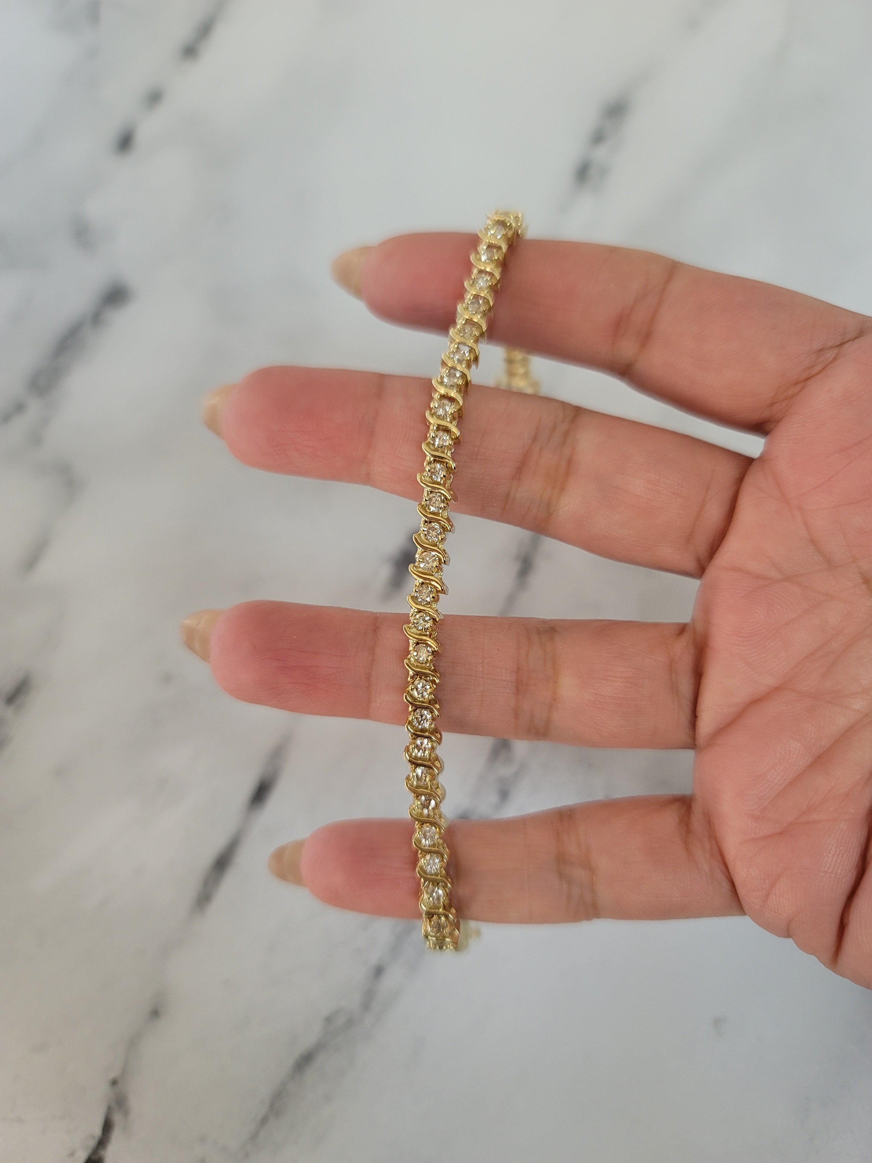 3 Carat S Style Tennis Bracelet 14k Yellow Gold