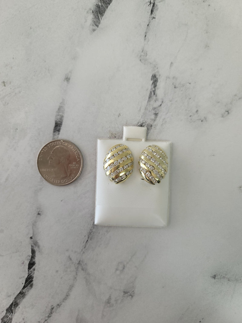 Oval Diamond Clip On Earrings