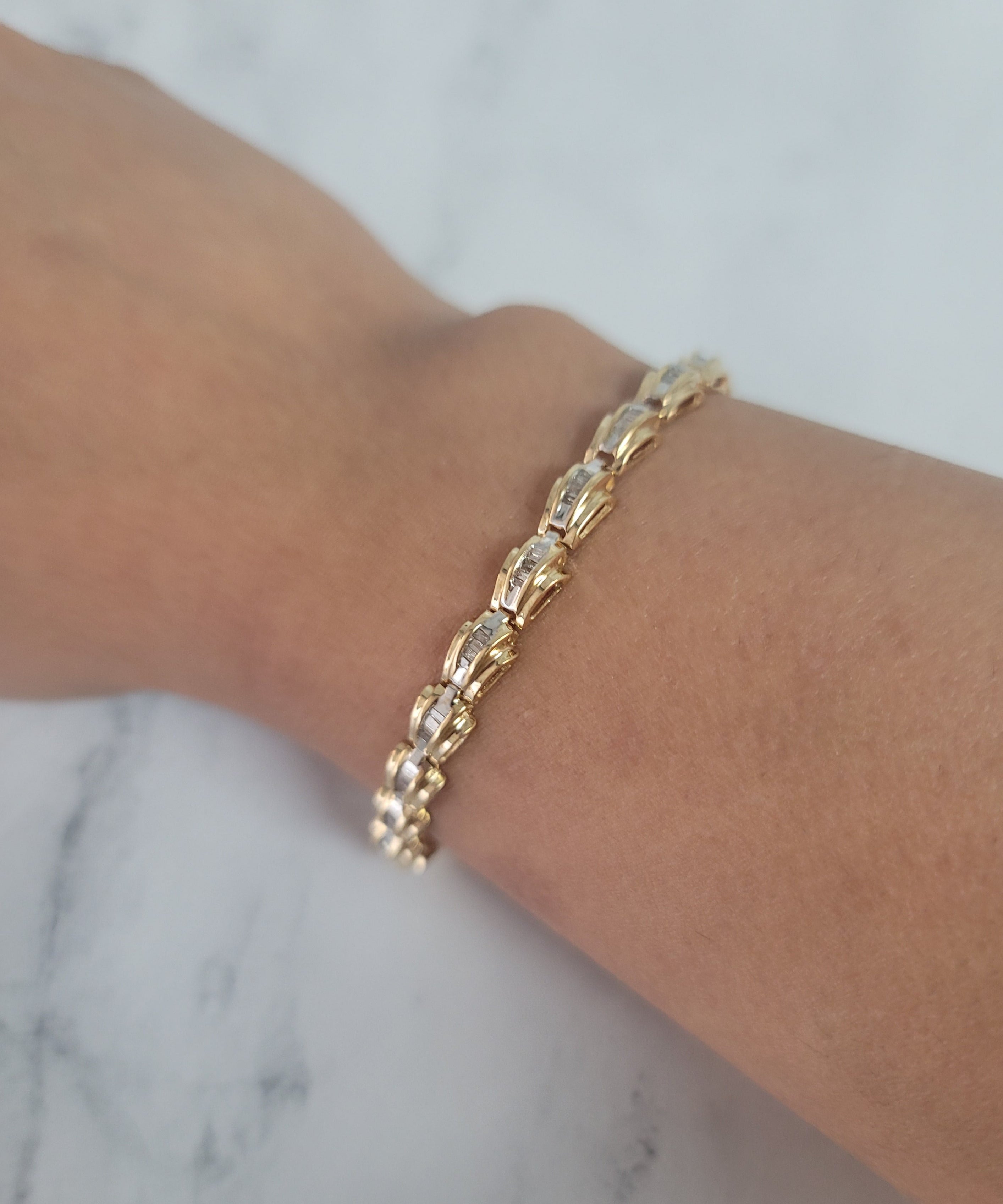 Pulsera de tenis con diamantes de talla baguette de 3 quilates