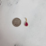 Pear Shaped Ruby Diamond Halo Necklace