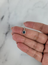 Oval Sapphire Diamond Halo Necklace