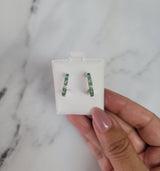 Emerald & Diamond Hoop Earrings .51cttw 14k White Gold