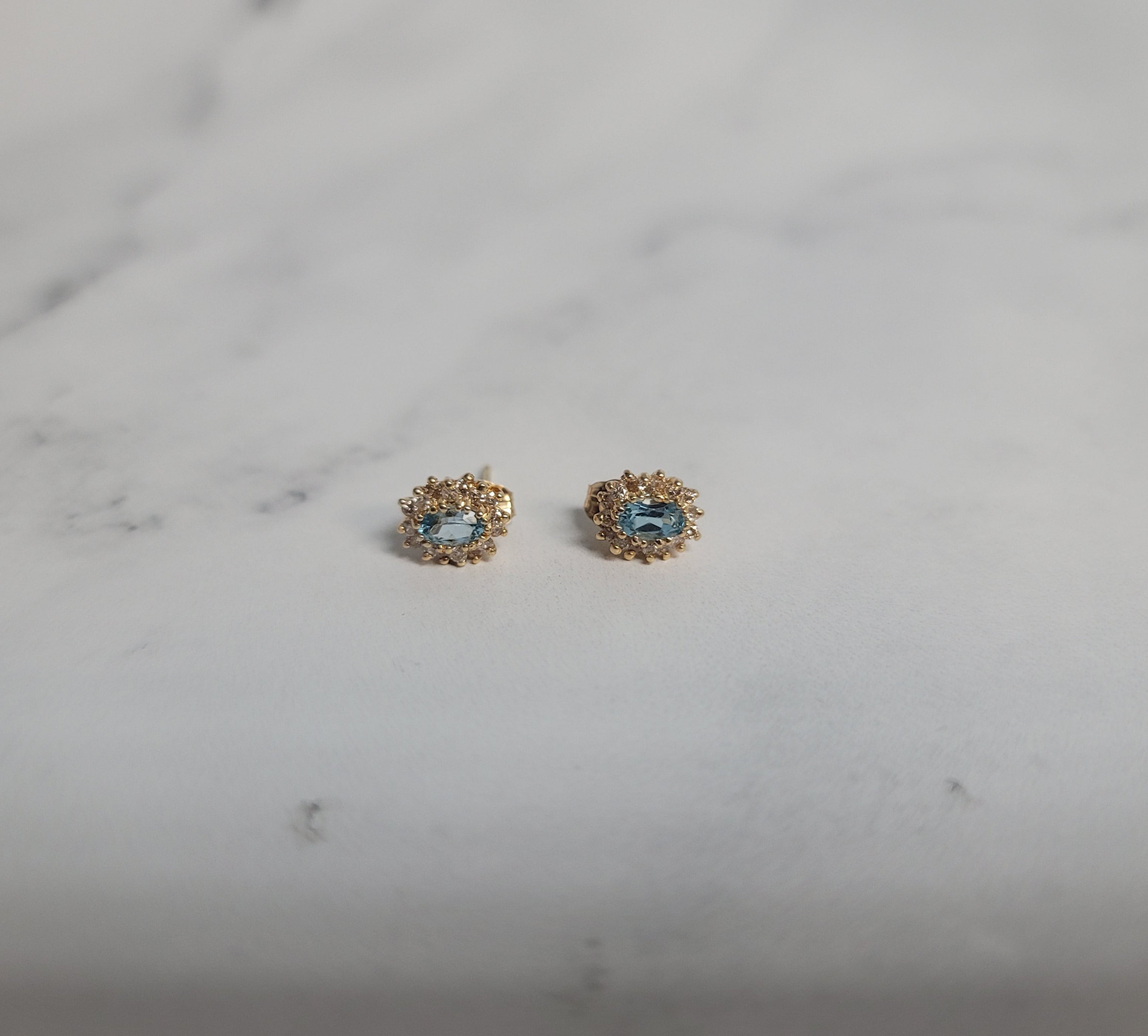 Blue topaz diamond halo studs