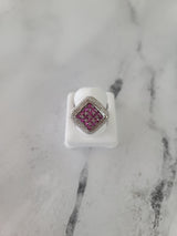 Ruby & Diamond Pave Cocktail Ring 1.15cttw 14K White Gold