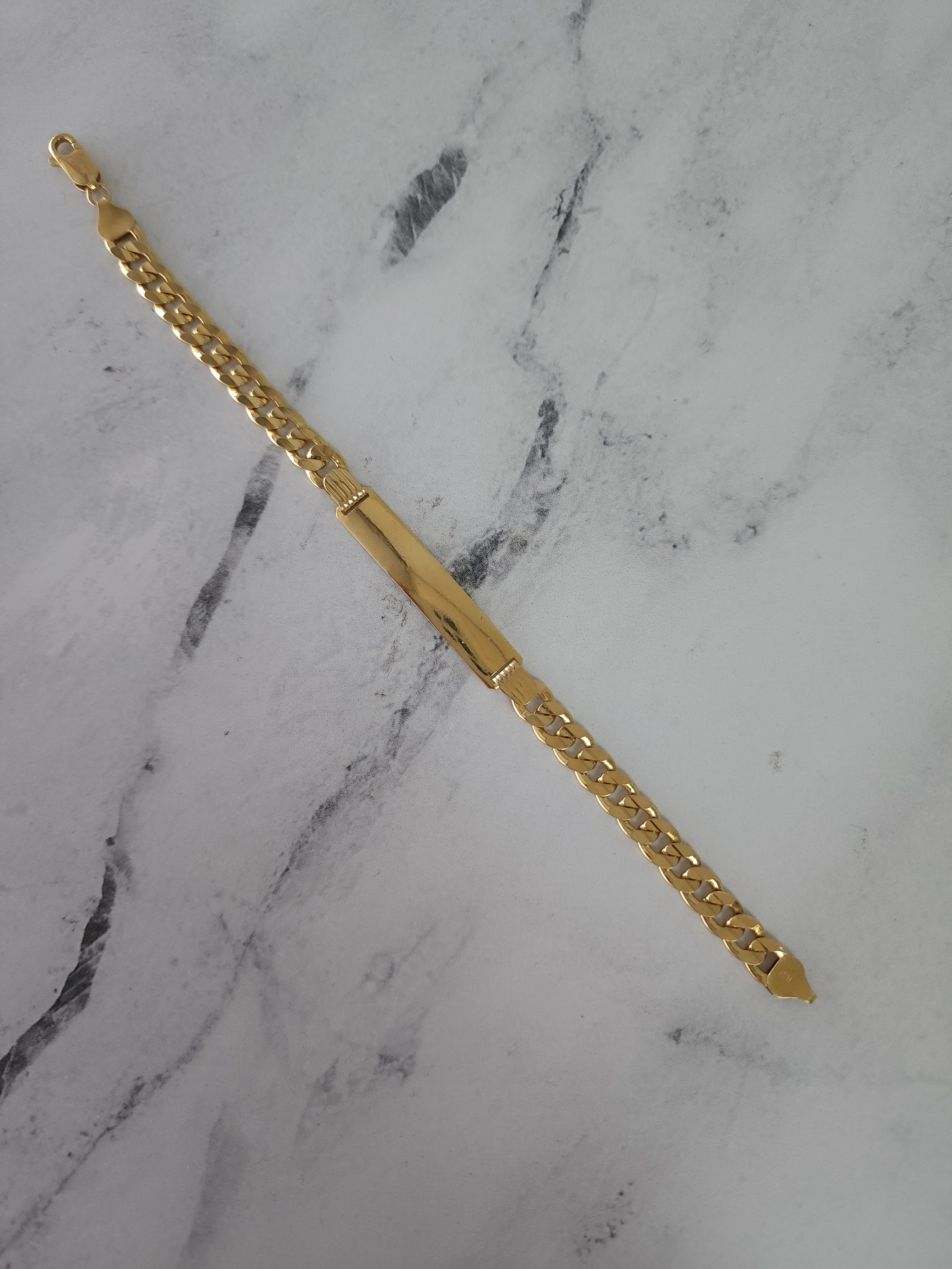 Cuban Link ID Bracelet 14k Yellow Gold