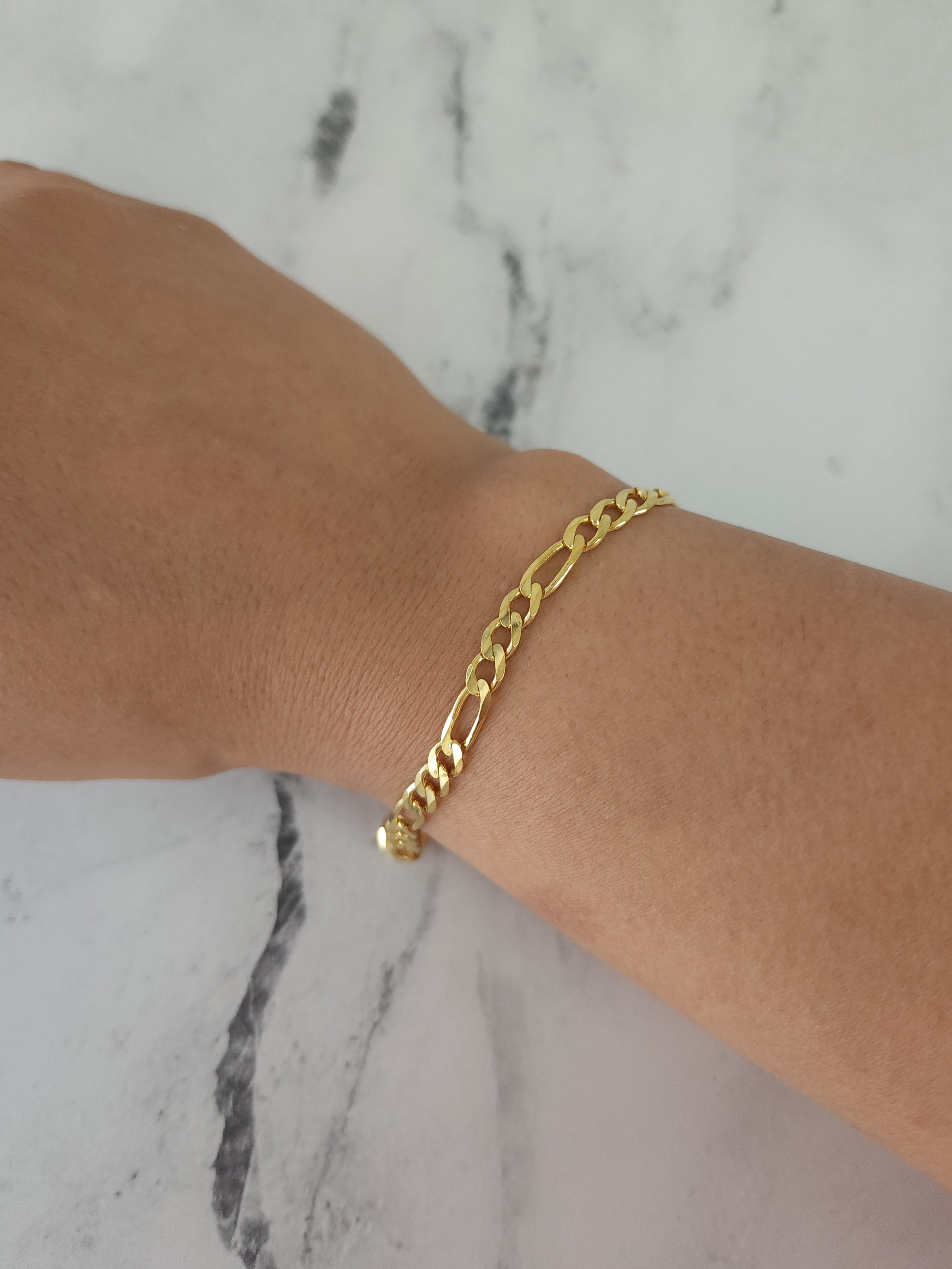 5mm Classic Figaro Bracelet-Anklet 14k Yellow Gold