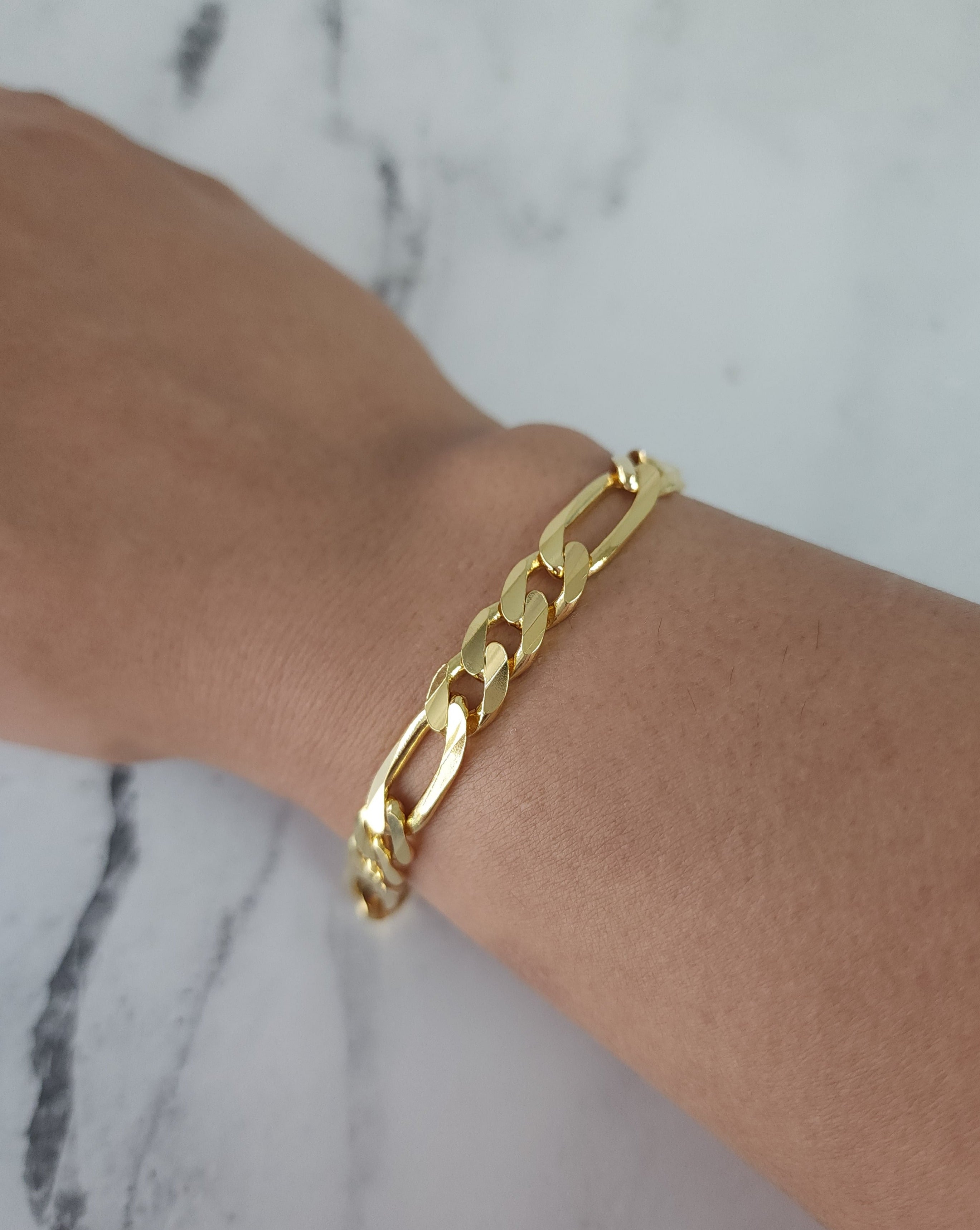 8mm Classic Figaro Bracelet/Anklet 14k Yellow Gold