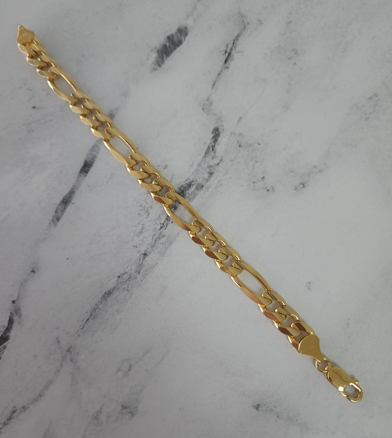 9mm Classic Figaro Bracelet/Anklet 14k Yellow Gold