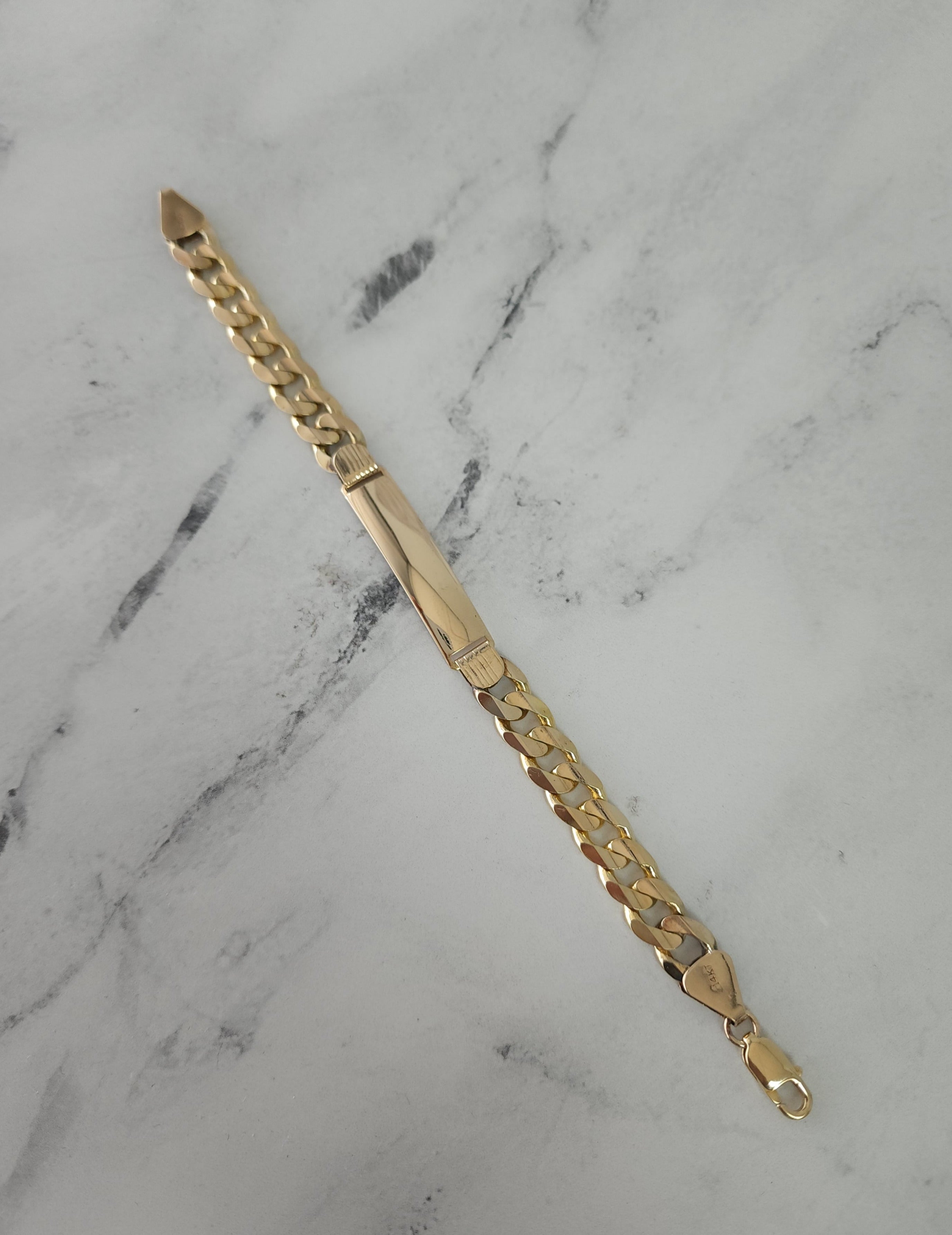 Cuban Link Gold ID Bracelet 14k Yellow Gold