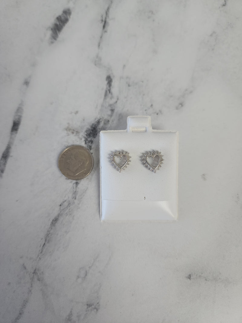 Heart Shaped Cutout Diamond Studs .25cttw 14k White Gold