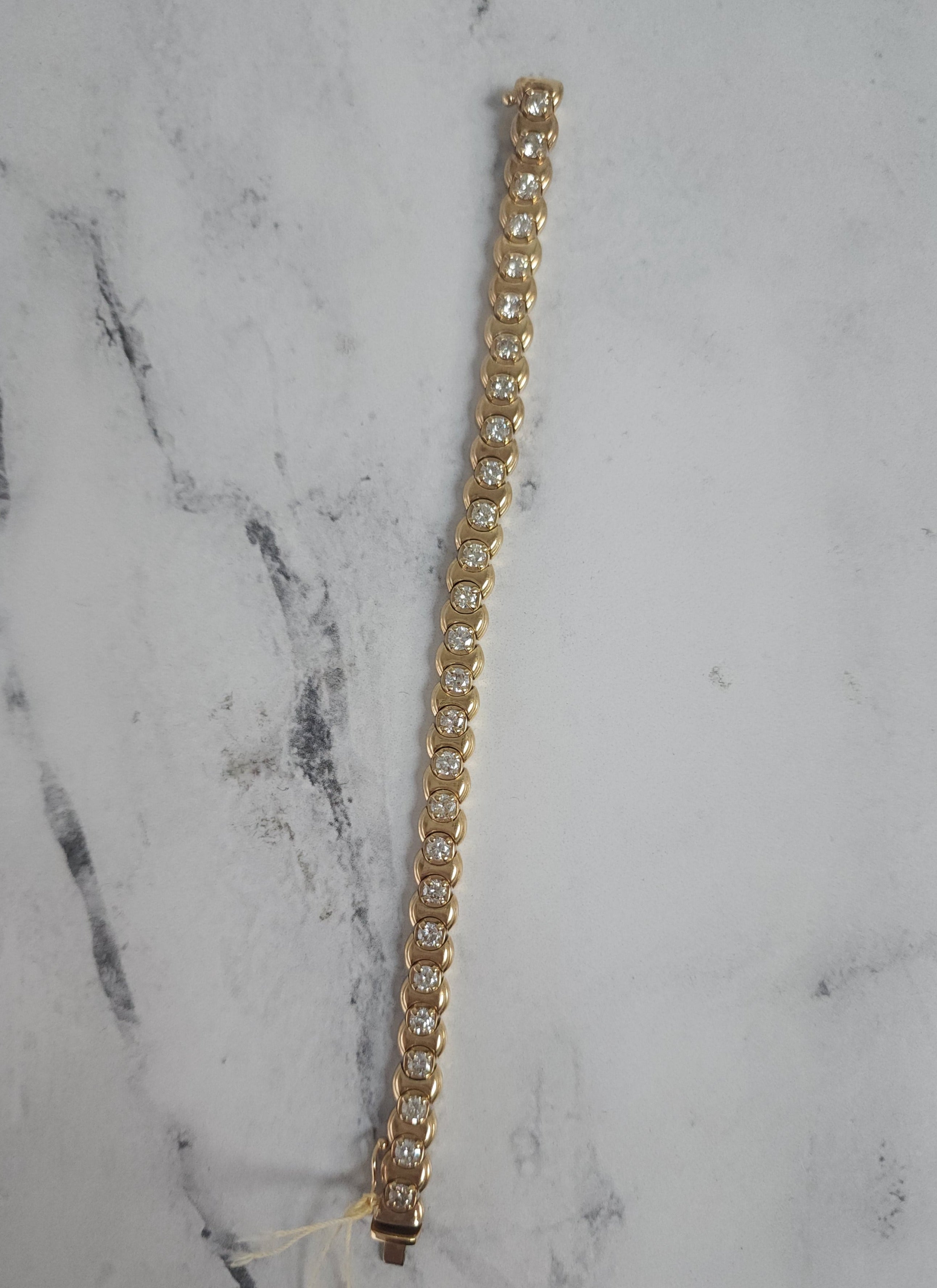 Five Carat Diamond Bezel Tennis Bracelet 14k Yellow Gold