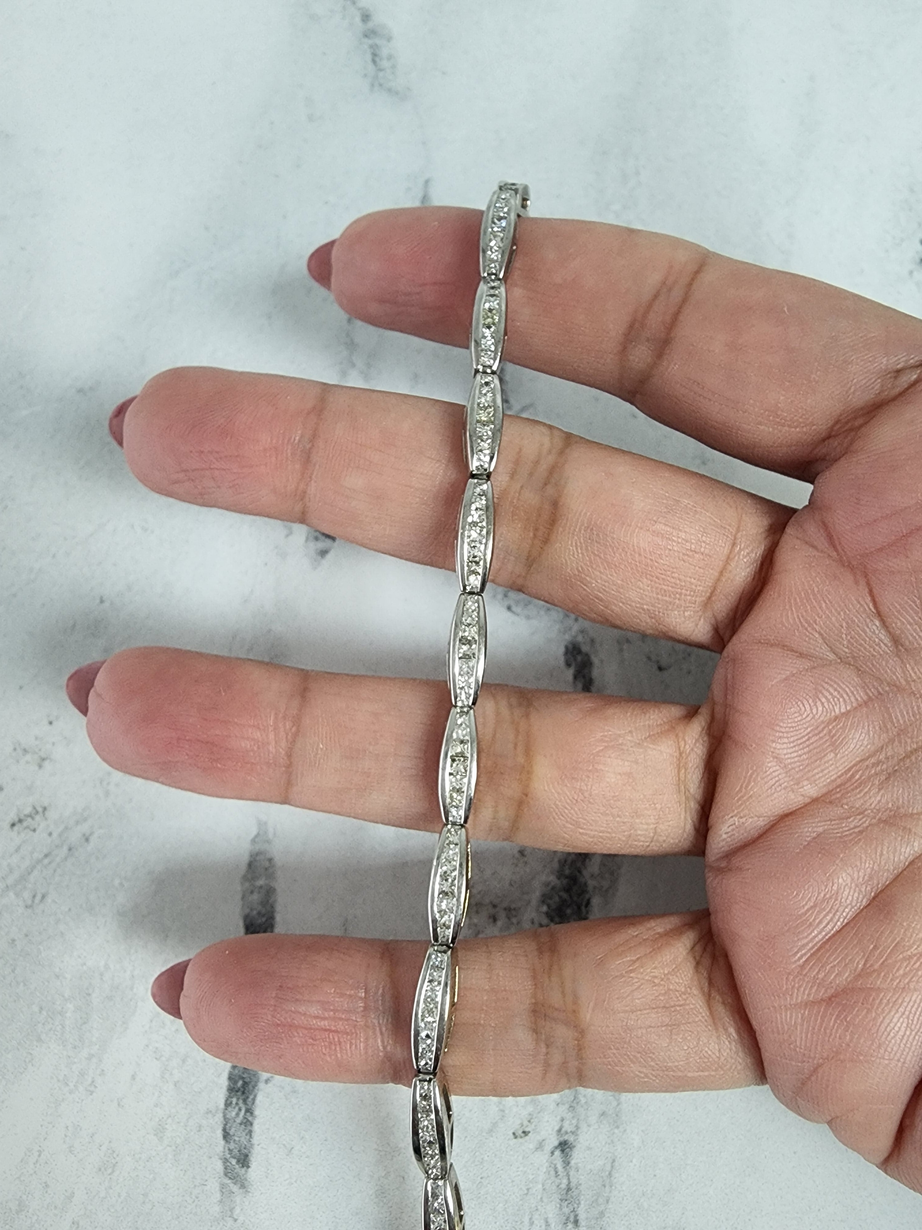 Princess Cut Diamond Link Bracelet 4.50cttw 14k White Gold