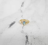 Oval Blue Topaz Solitaire Ring 14k Yellow Gold