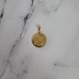 22K Fine Gold Lady Medallion with .50cttw Diamond Halo 1993 1/10 OZ US 14k Yellow Gold