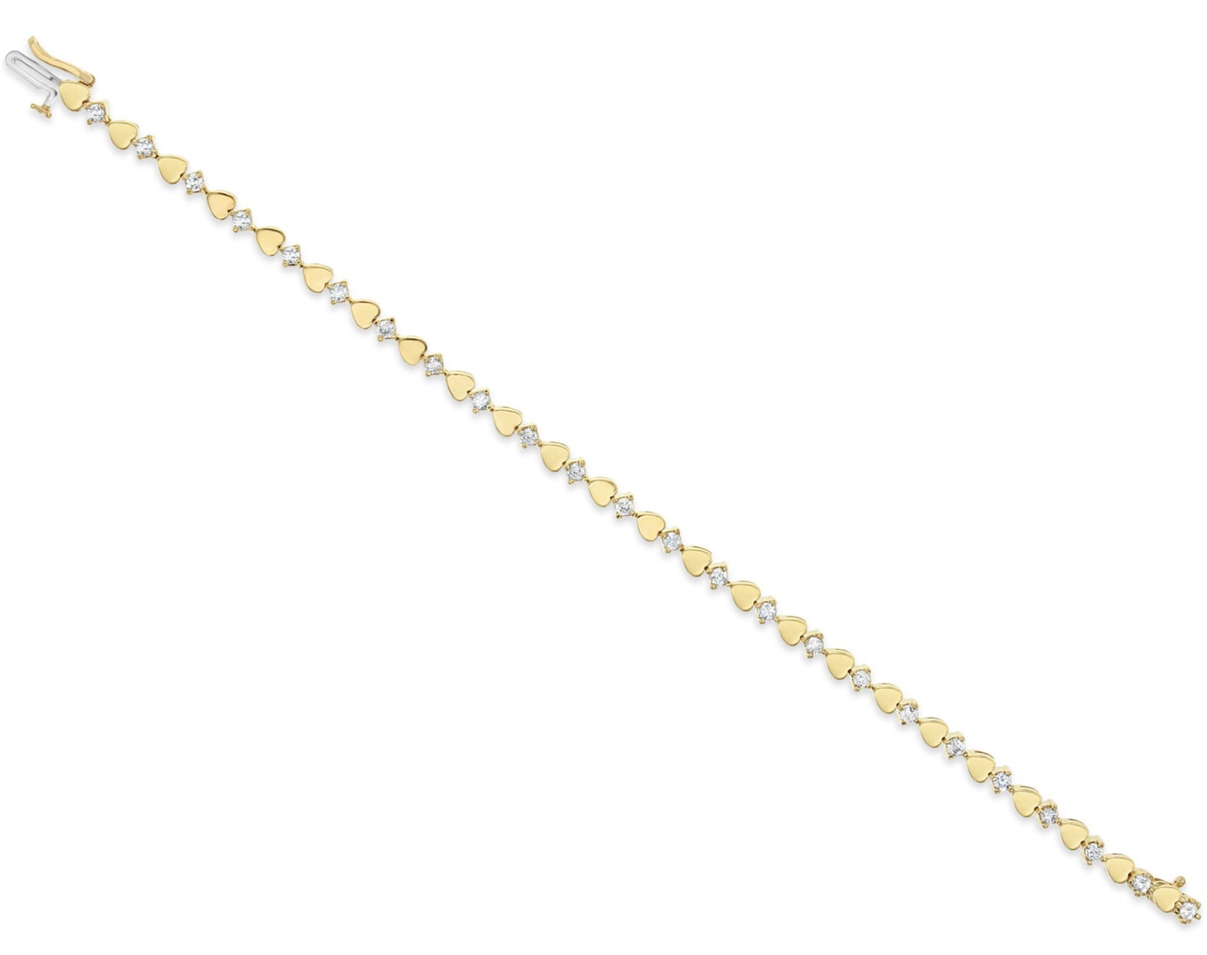 Heart Shaped Tennis Bracelet with Diamonds 1.15cttw 14k Yellow Gold