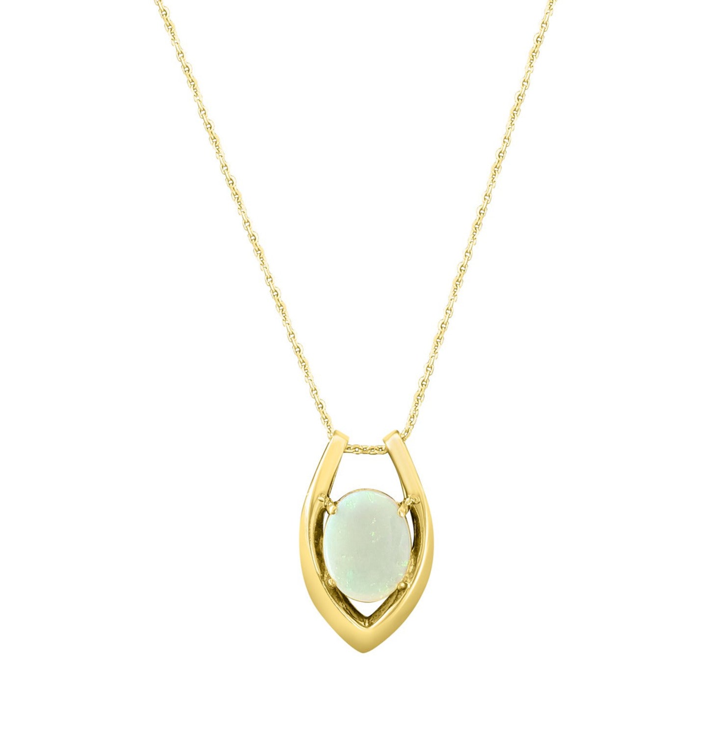 Oval Opal Necklace 14k Yellow Gold