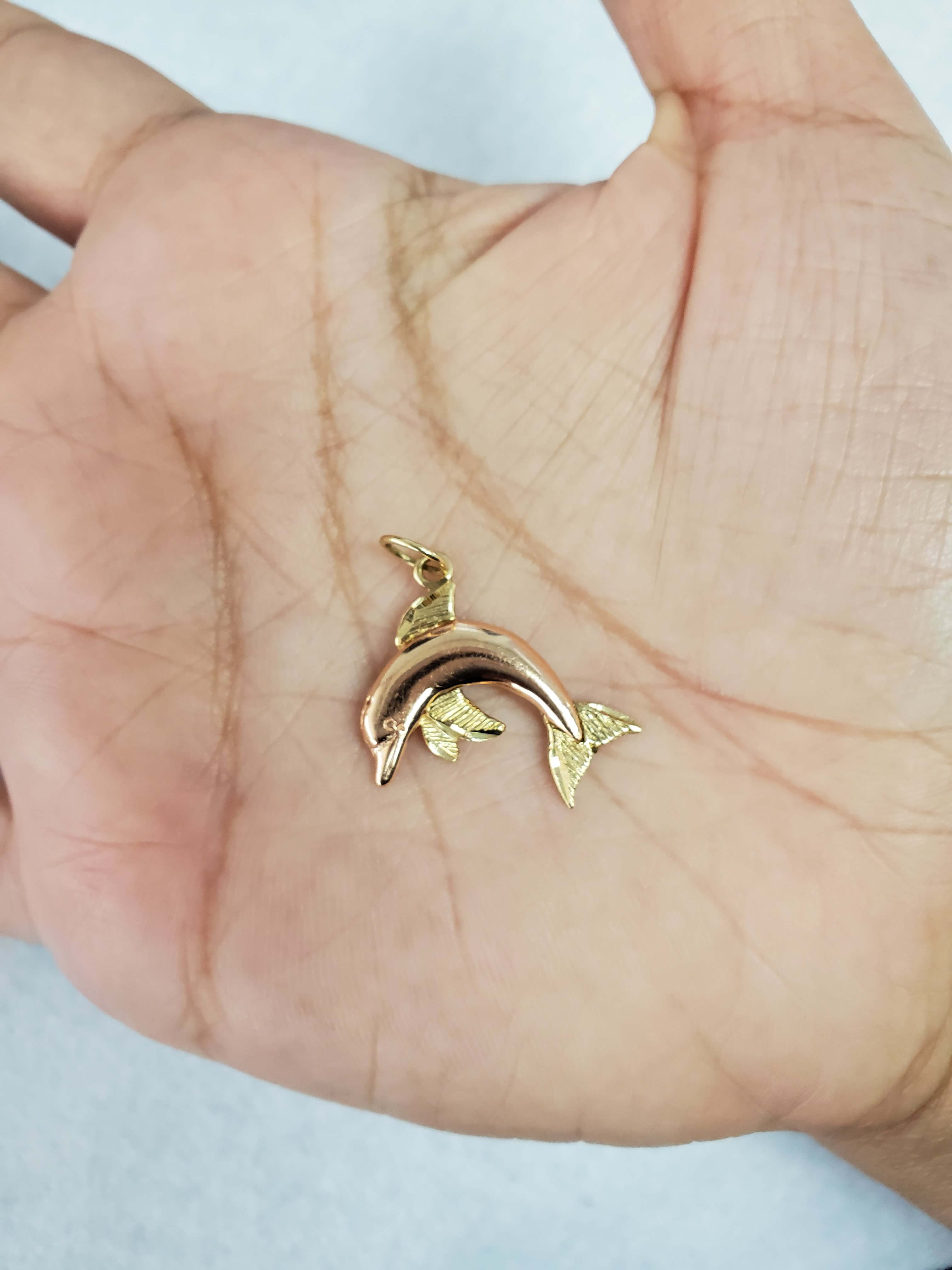 Polished Rose Gold Dolphin with Yellow Gold Accents 14k Gold