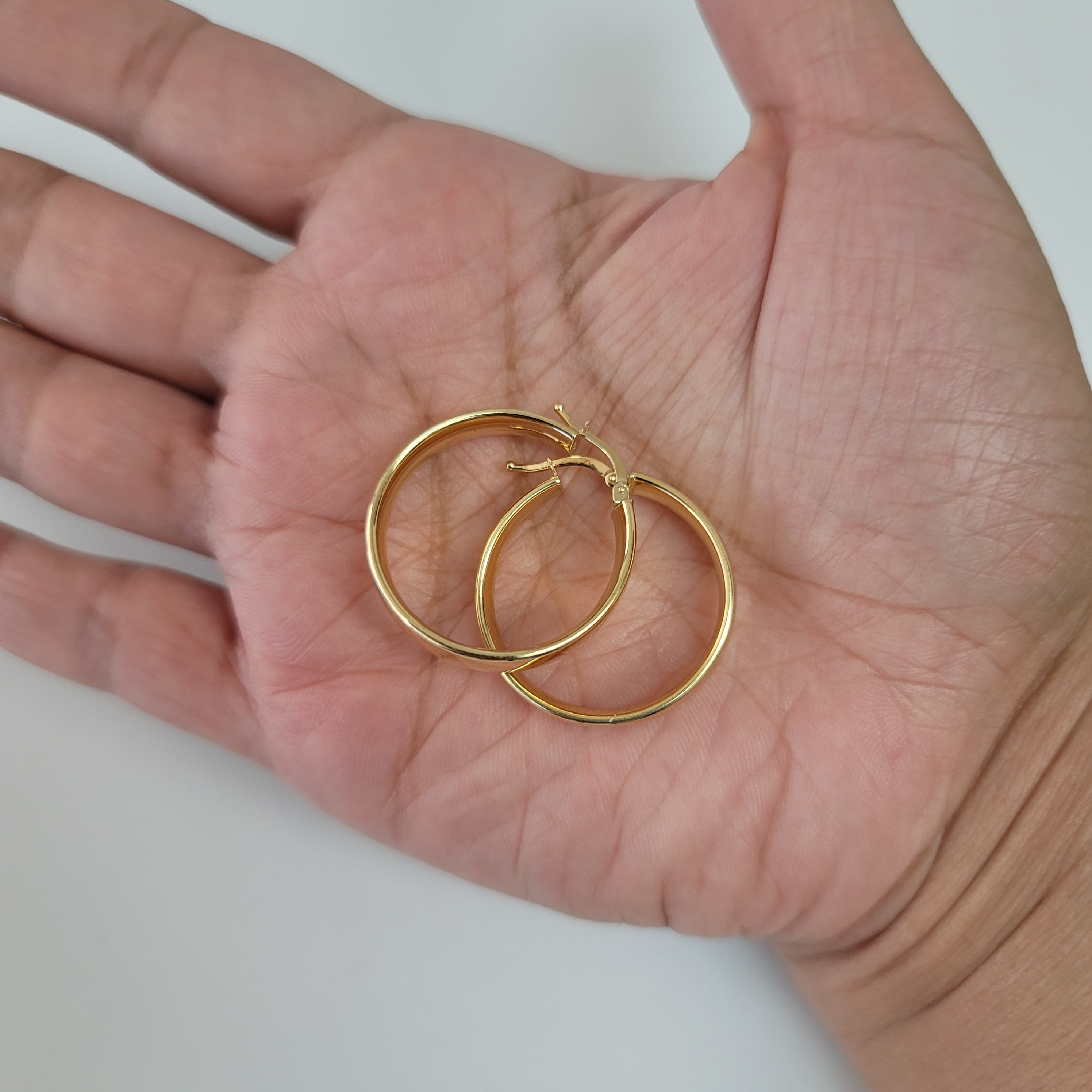 1 Inch Polished Classic Hoops 14k Yellow Gold