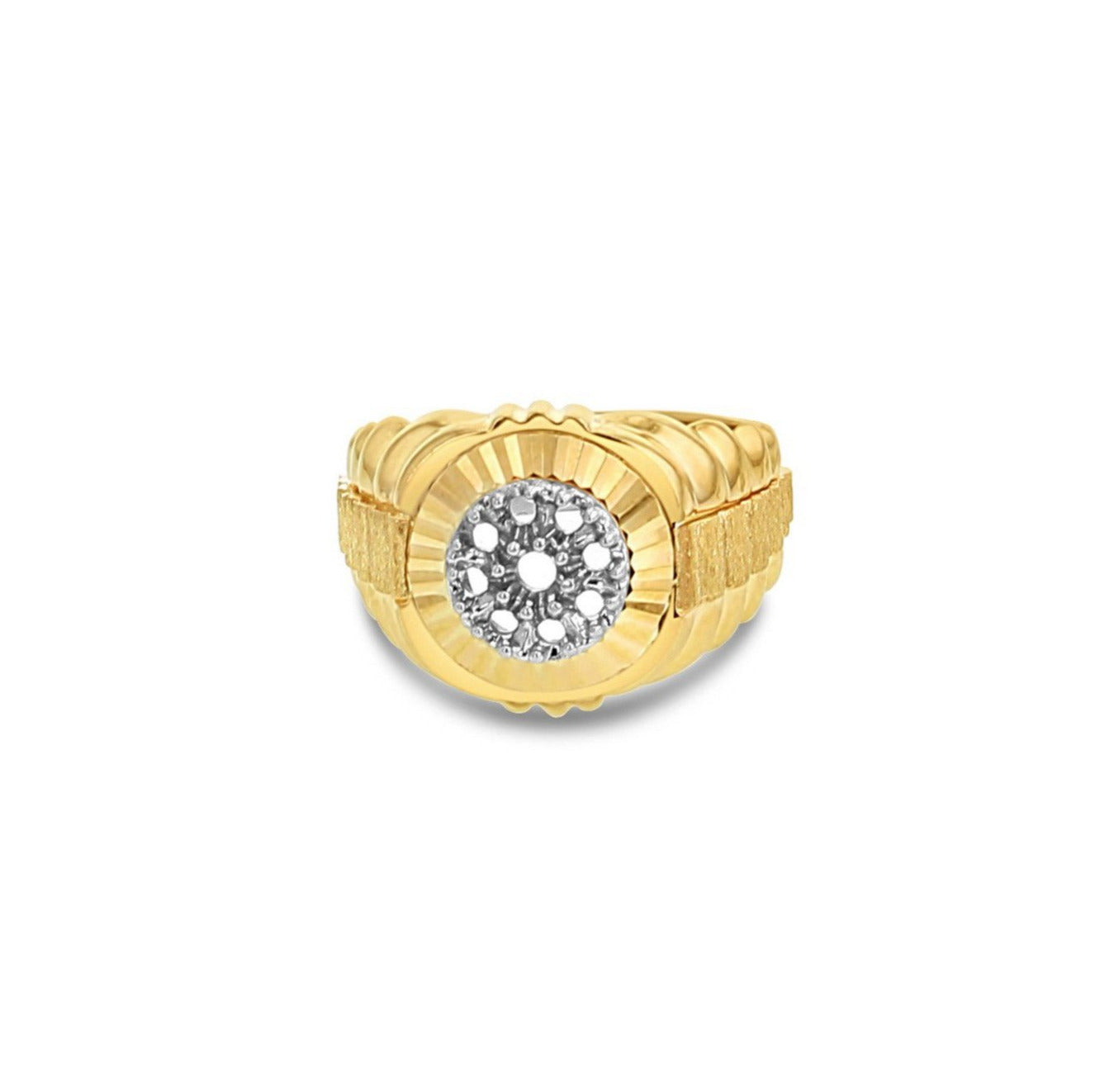 Presidential Rolex Style Cluster Ring .55cttw 14k Yellow Gold (Setting Only)