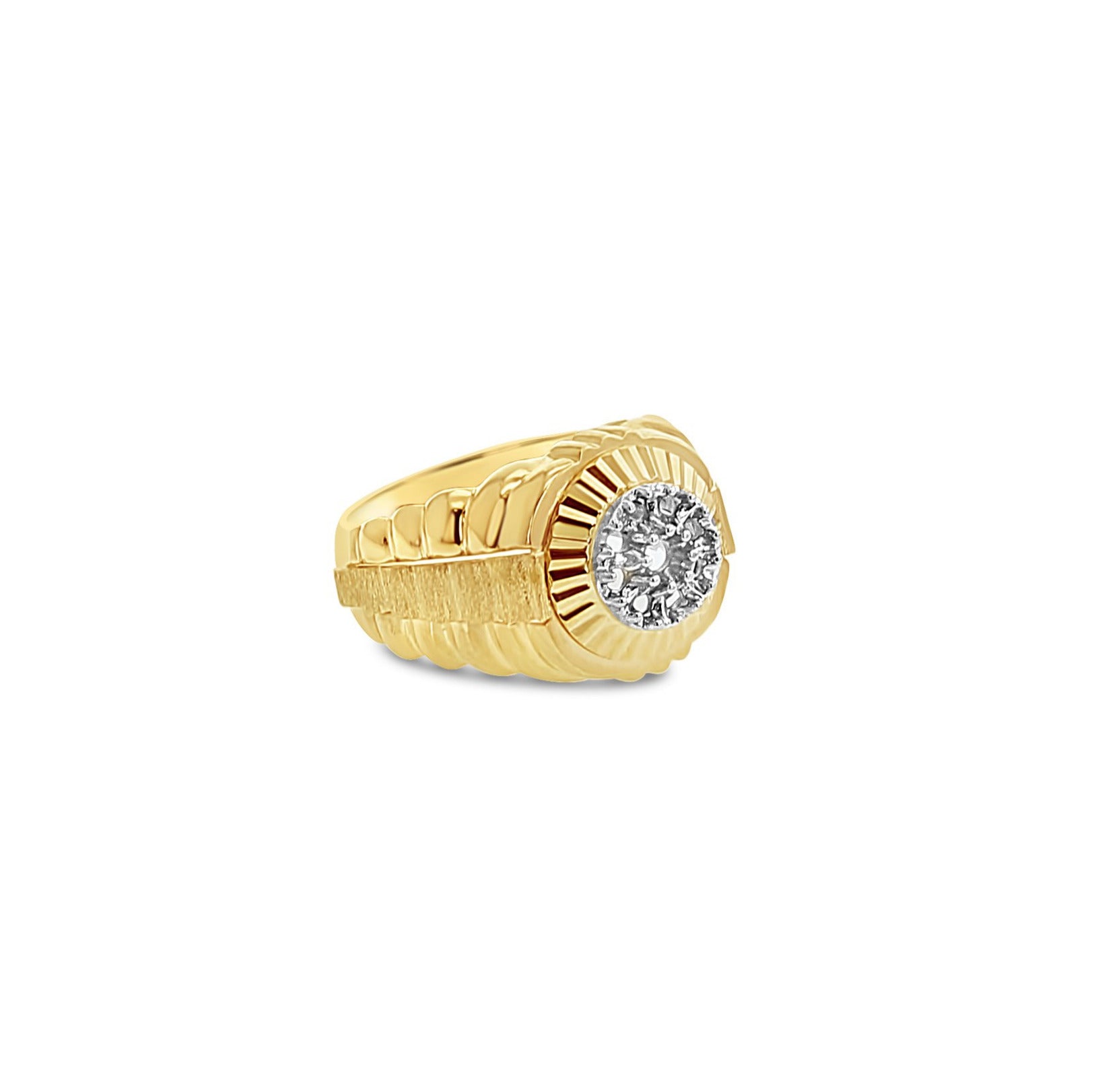 Presidential Rolex Style Cluster Ring .55cttw 14k Yellow Gold (Setting Only)