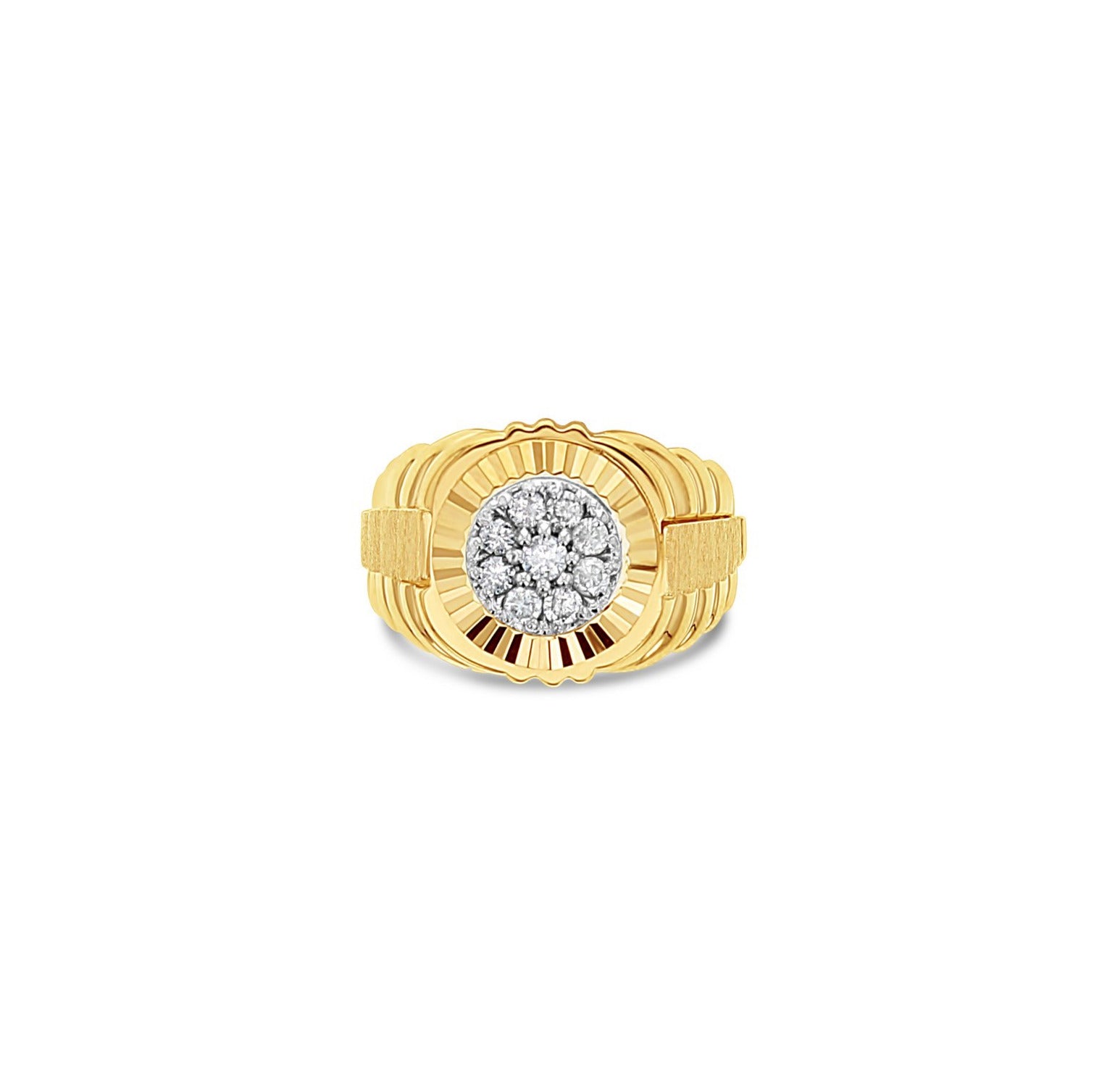 Presidential Style Rolex Diamond Cluster Ring .50cttw 14k Yellow Gold