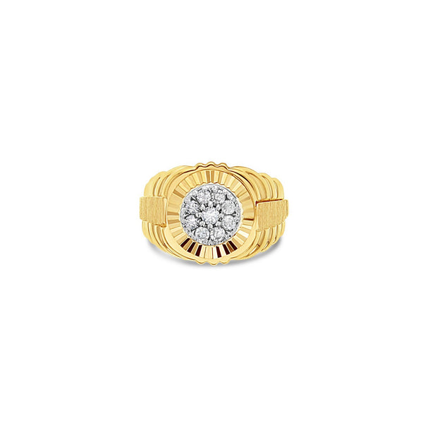 Presidential Style Rolex Diamond Cluster Ring .50cttw 14k Yellow Gold