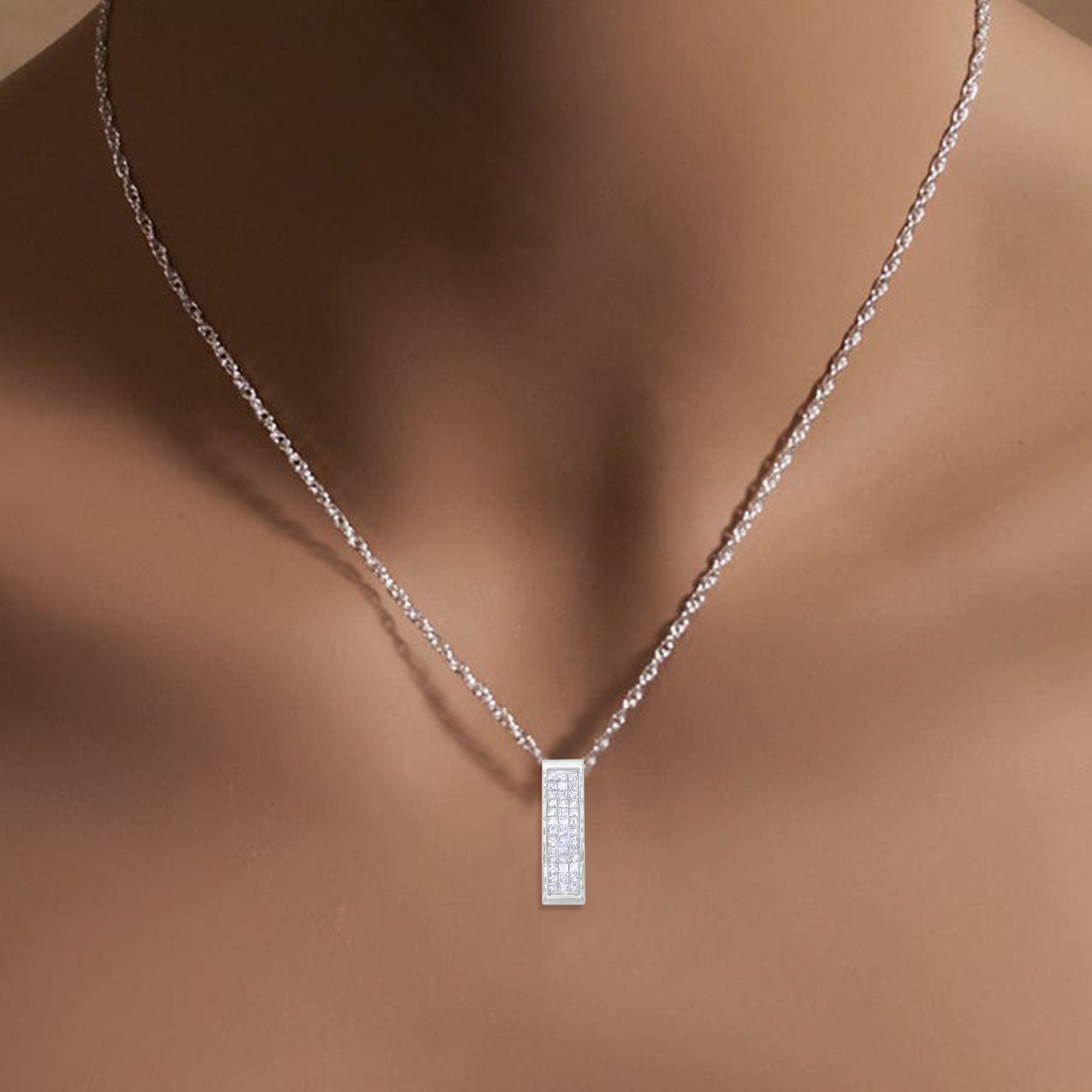 Princess Cut Diamond Necklace .50cttw 14k Yellow Gold