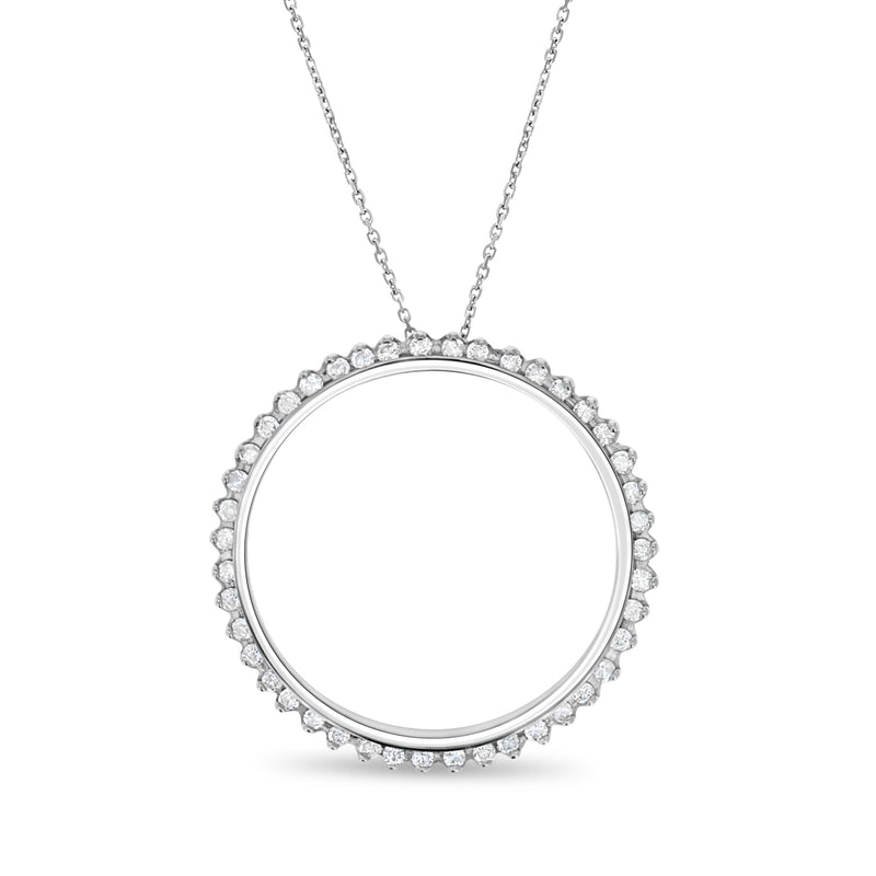 1 CT Circle of Life Diamond Necklace 14k White Gold