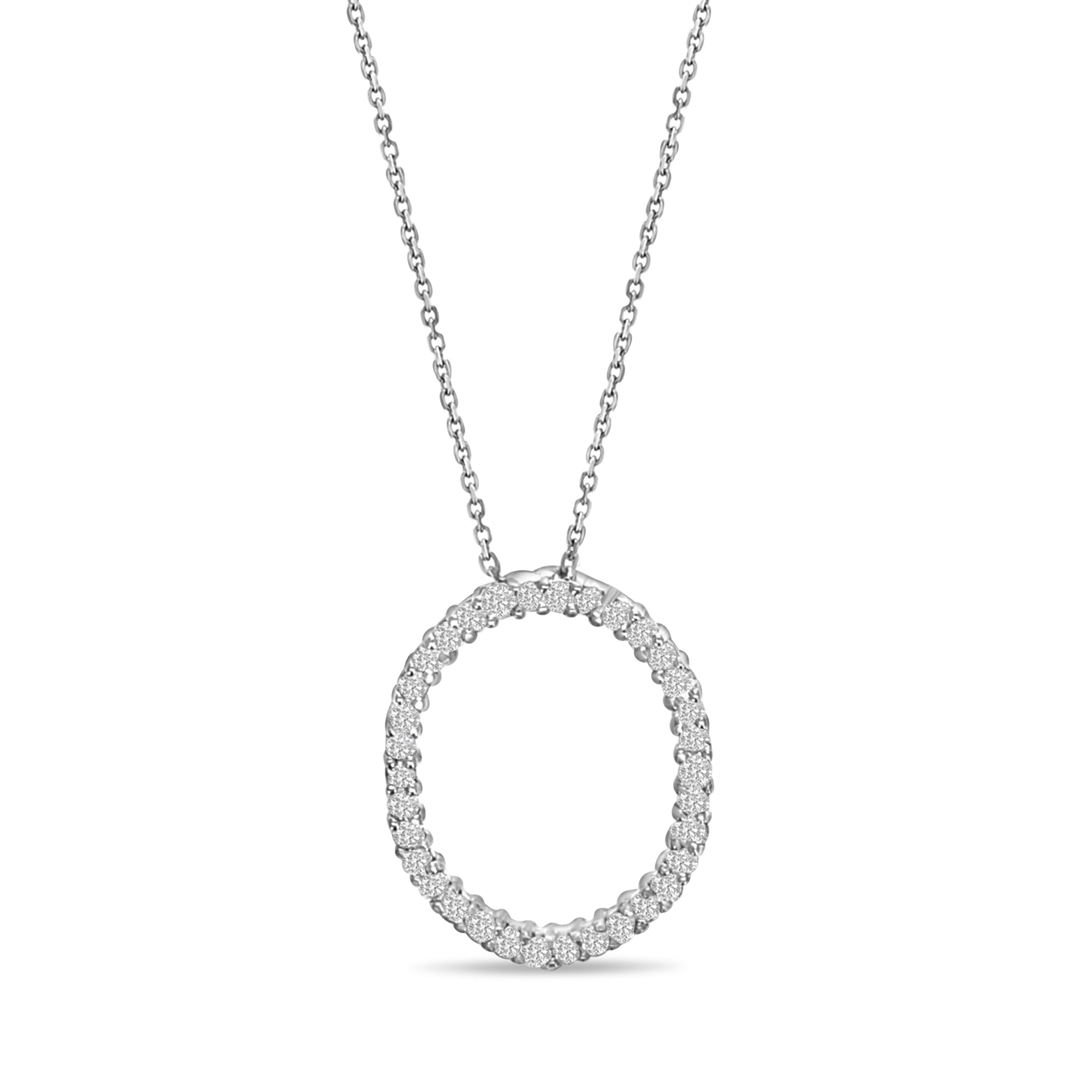 Pendentif en or blanc 14 carats avec diamants ovales de 0,72 ct