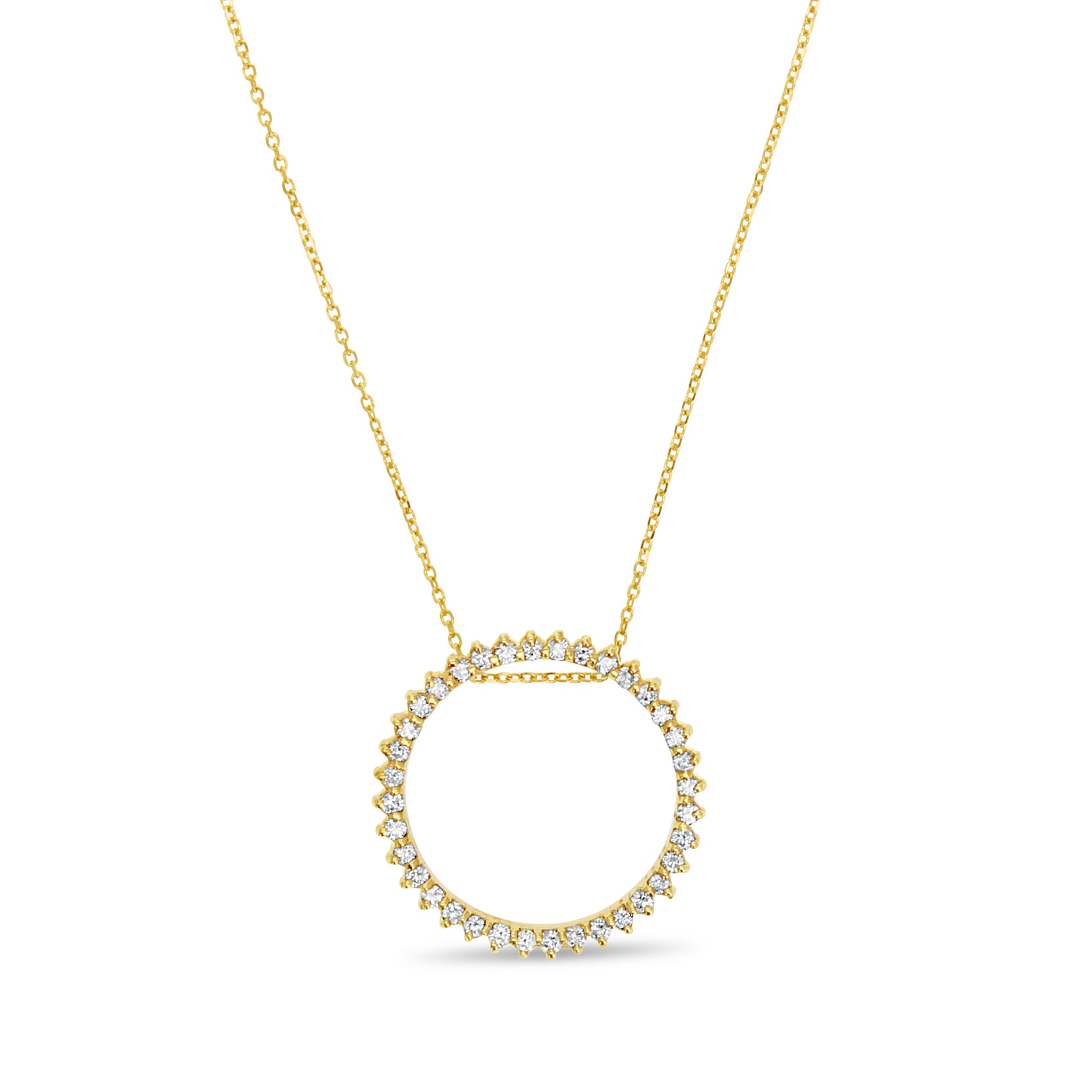 Pendentif Cercle de vie en diamant 0,74 ct en or jaune 14 carats