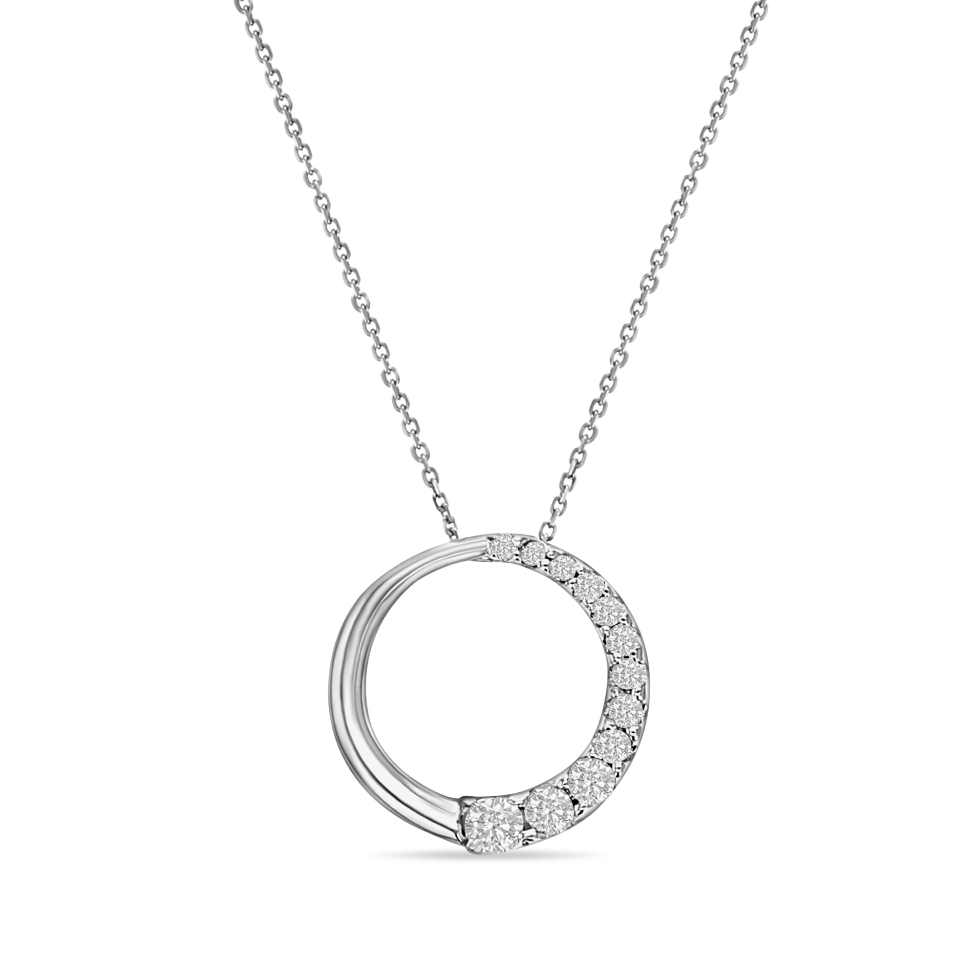 Pendentif Journey Circle en or blanc 14 carats avec diamants de 0,90 ct