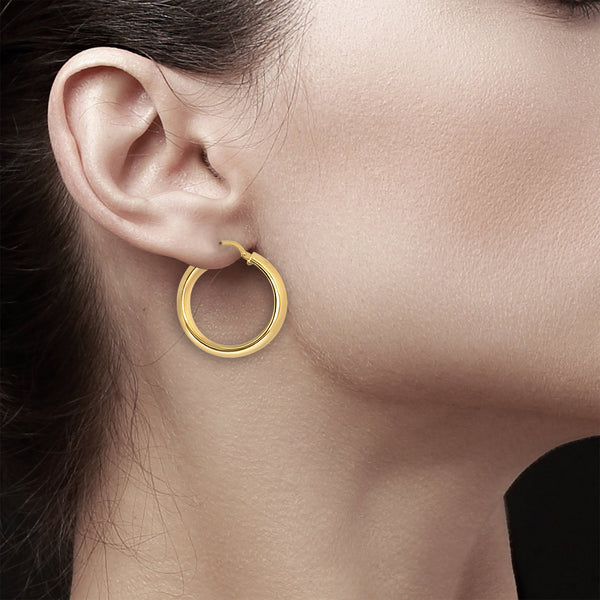 1 Inch Polished Classic Hoops 14k Yellow Gold