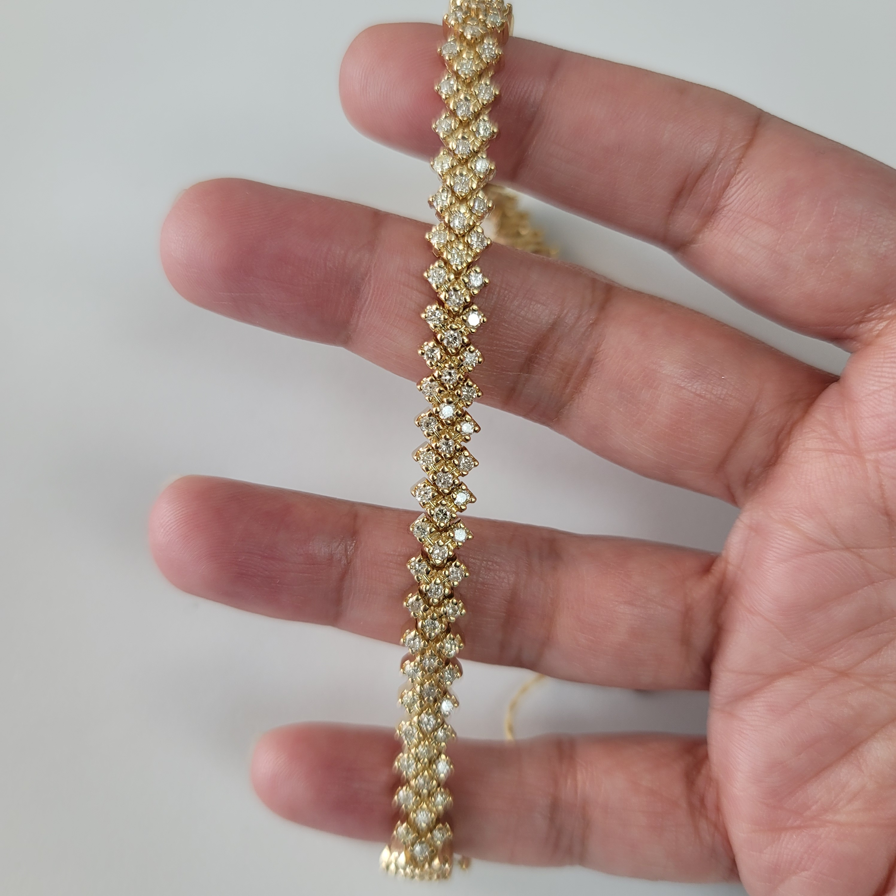 Basketweave Diamond Tennis Bracelet 4.25cttw 14k Yellow Gold