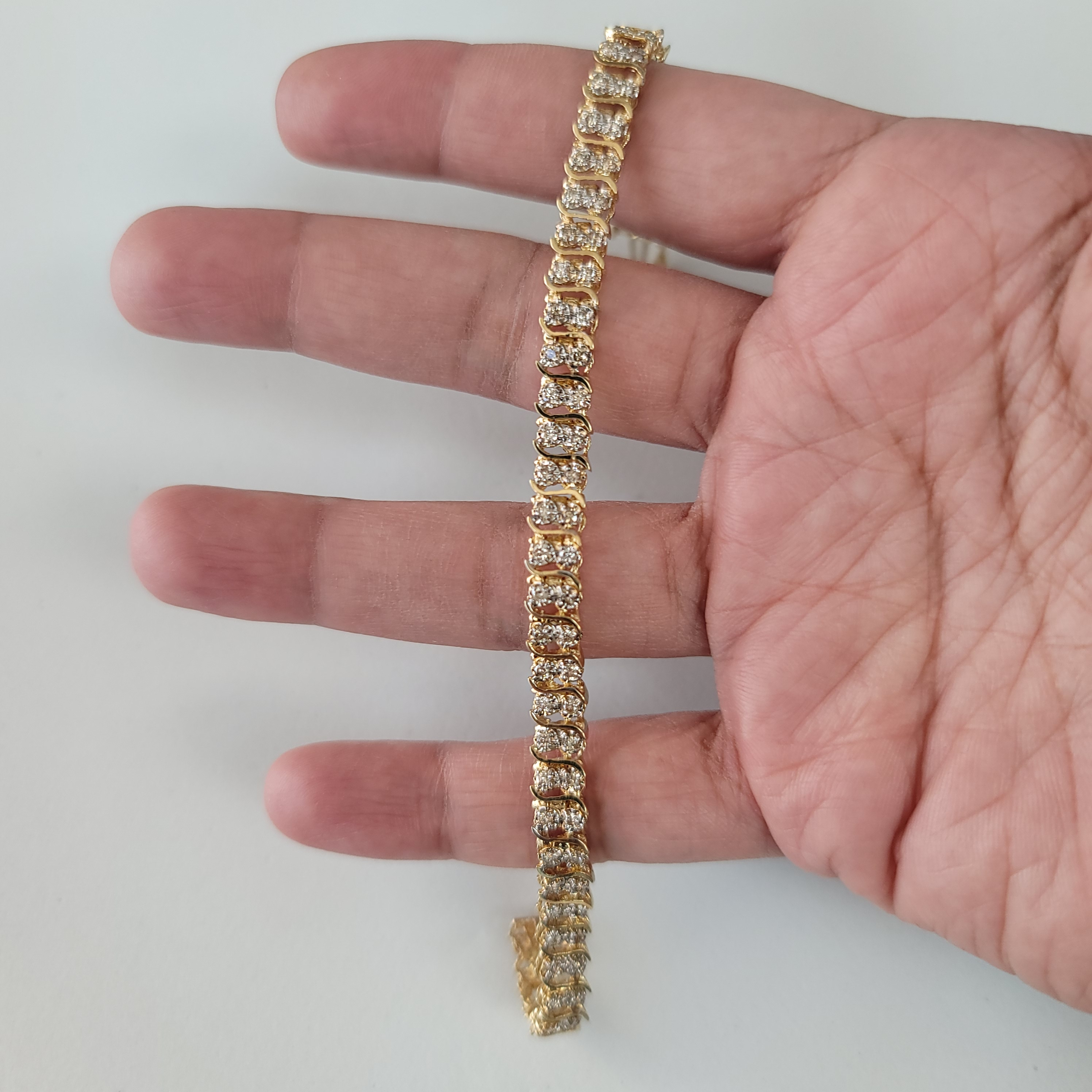 Double Row S Style Diamond Tennis Bracelets 2.00cttw 14k Yellow Gold