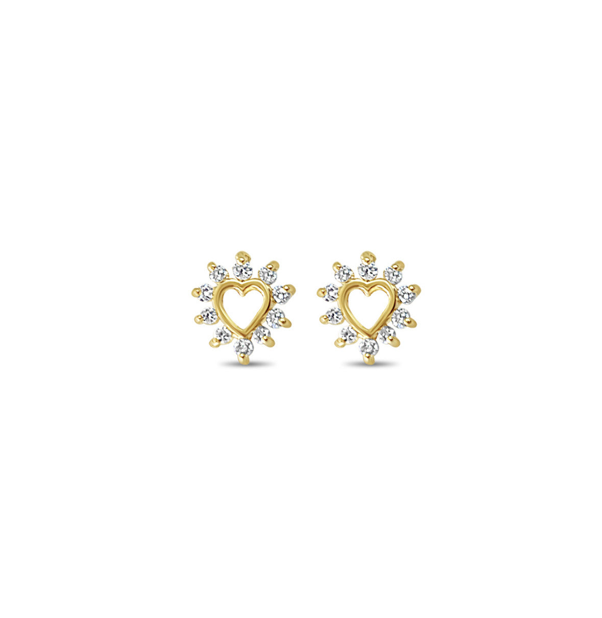 Heart Shaped Cutout Diamond Studs .50cttw 14k Yellow Gold