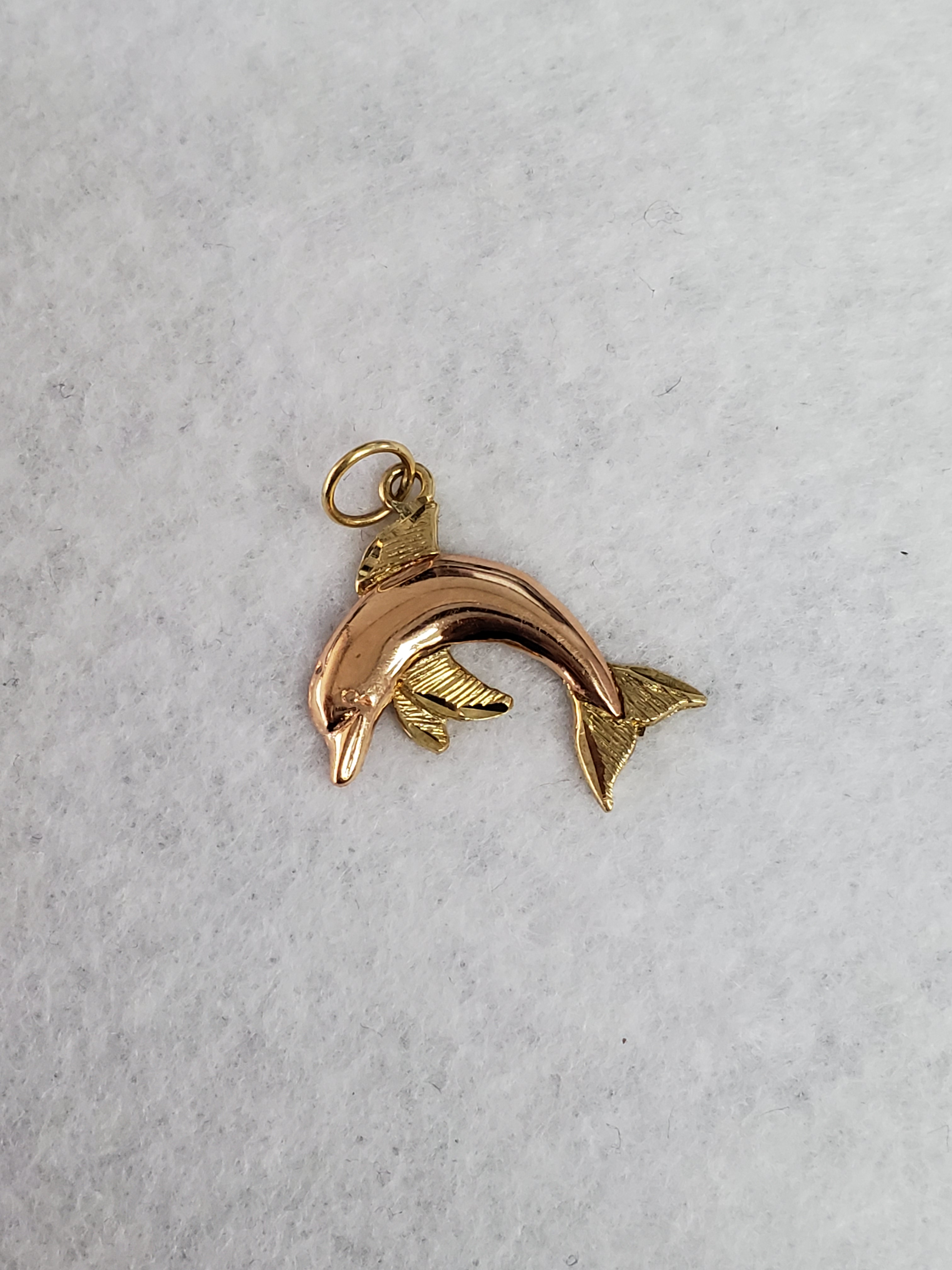 Polished Rose Gold Dolphin with Yellow Gold Accents 14k Gold